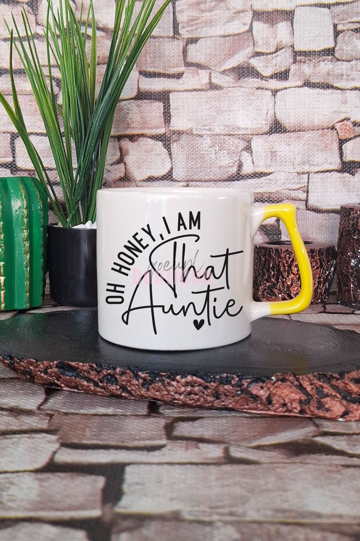 qoeuyl boutique Oh Honey I Am That Aunt Baskılı Hala Teyze Hediyelik Kulplu Kupa Bardak