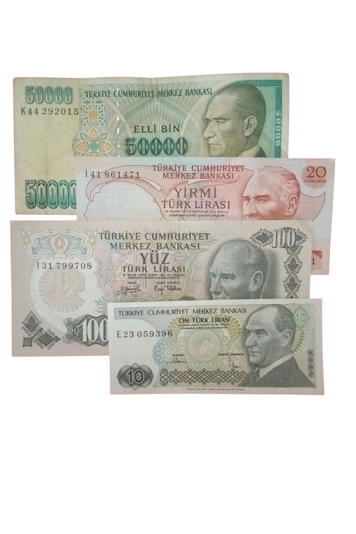 Yediotuz 6. 7. Emisyon 4 Adet Koleksiyon Kağıt Para Koleksiyon Başlangıç Setleri Antika Darpane Hobi Hediye