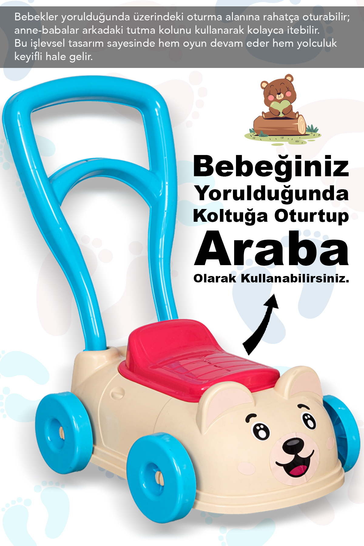 Meleni Toys İlk Arabam Yürüme Arkadaşı - Bebek Çocuk İlk Adım Arabası Yürüme Yardımcısı fotoğrafı 4 (önizleme)