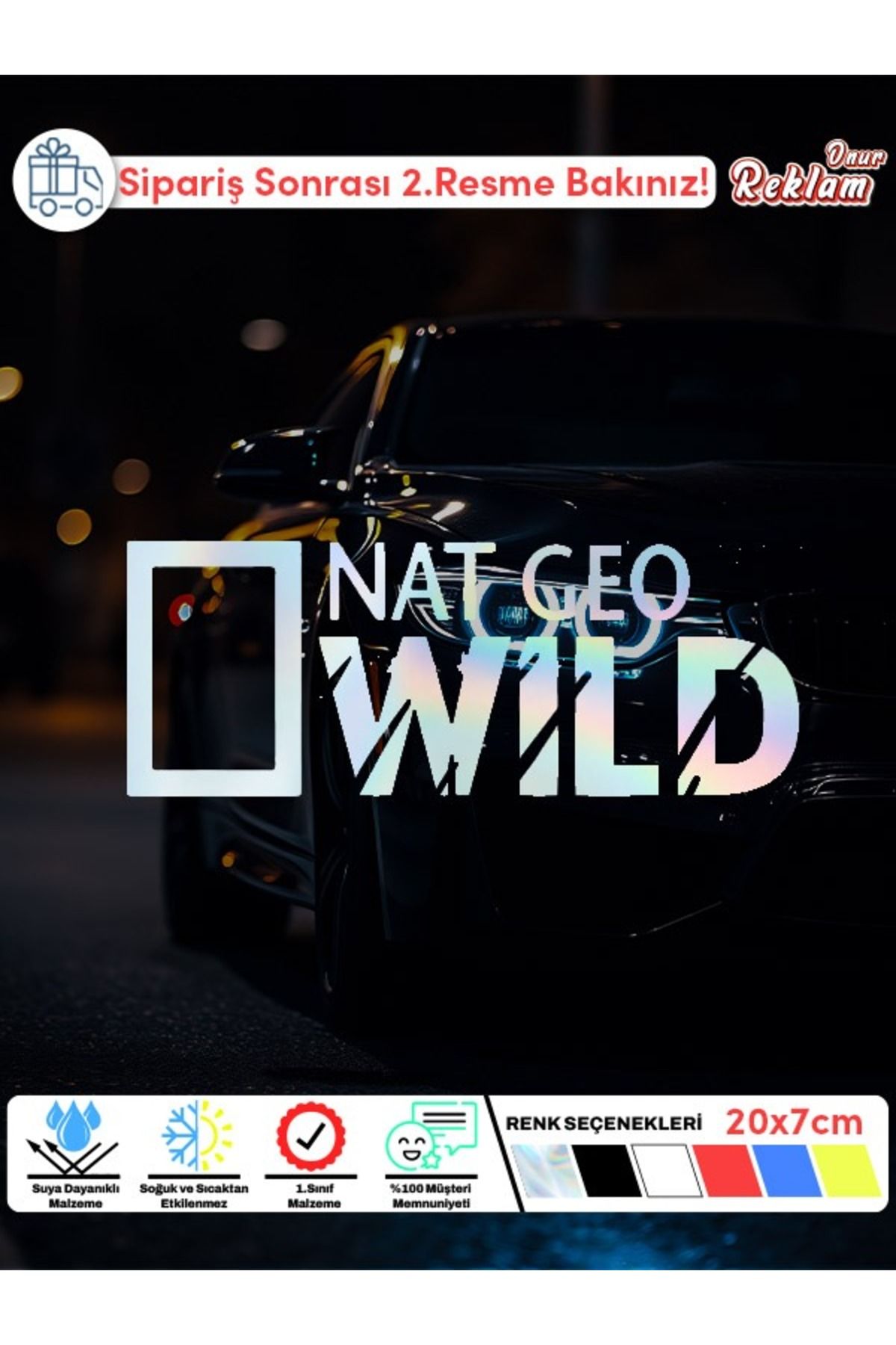 Onur Reklam Nat Geo Wild Araba Stickerı – 20x7 cm Suya Dayanıklı Çıkartma