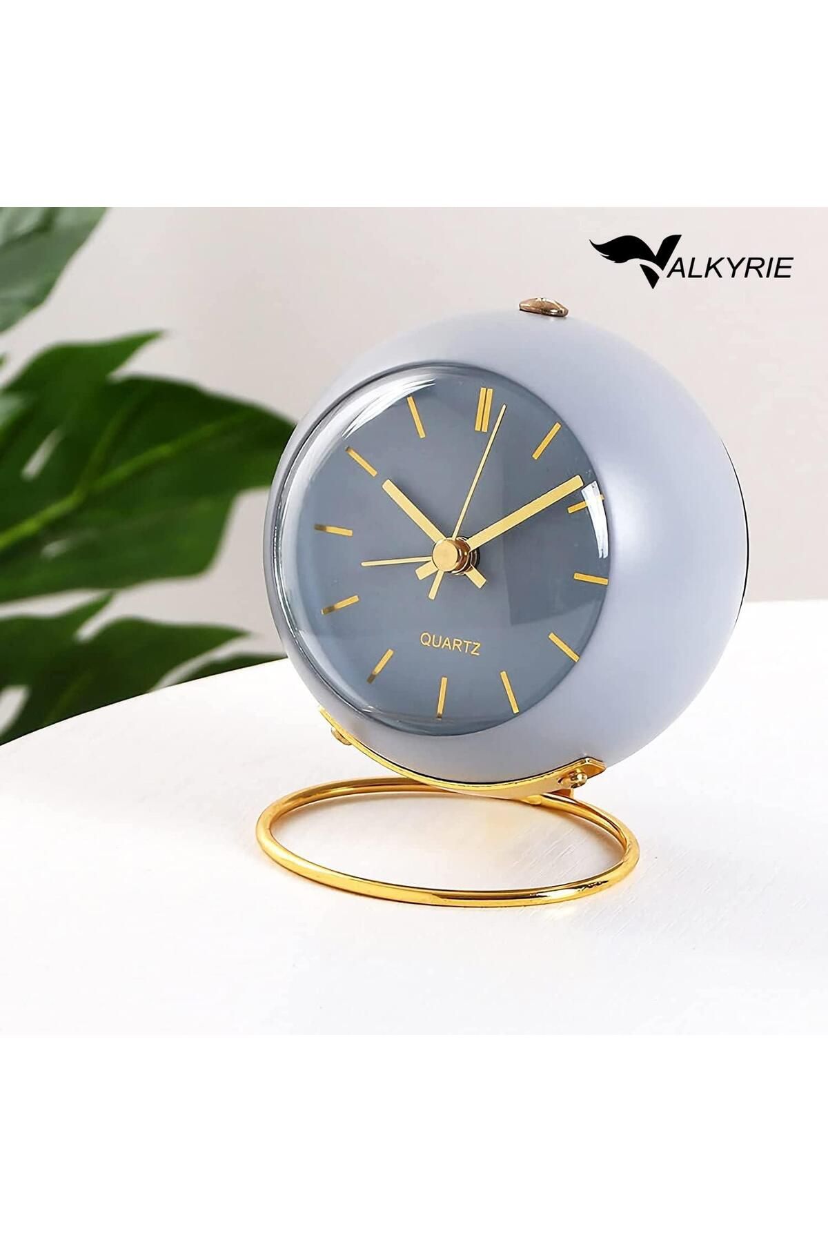valkyrie Akar Saniyeli Işıklı Metal Gold Dijital Masa Saati Alarmlı Mavi