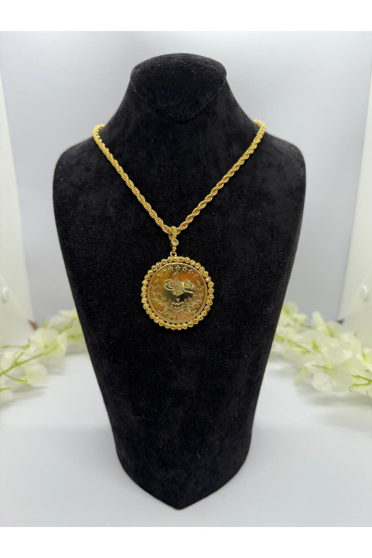 Constanza Exclusive 22 Ayar Altın Kaplama Osmanlı Tuğralı Kolye Lvd525-3