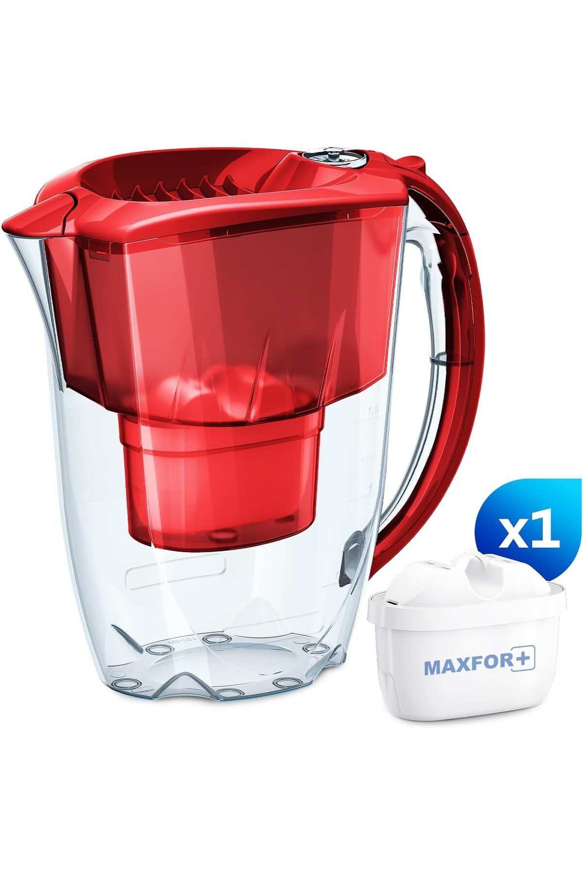 Aquaphor-Amethyst Water Filter Jug with 1 X MAXFOR+ Filter 200L - Capacity 2.8L - Red 3