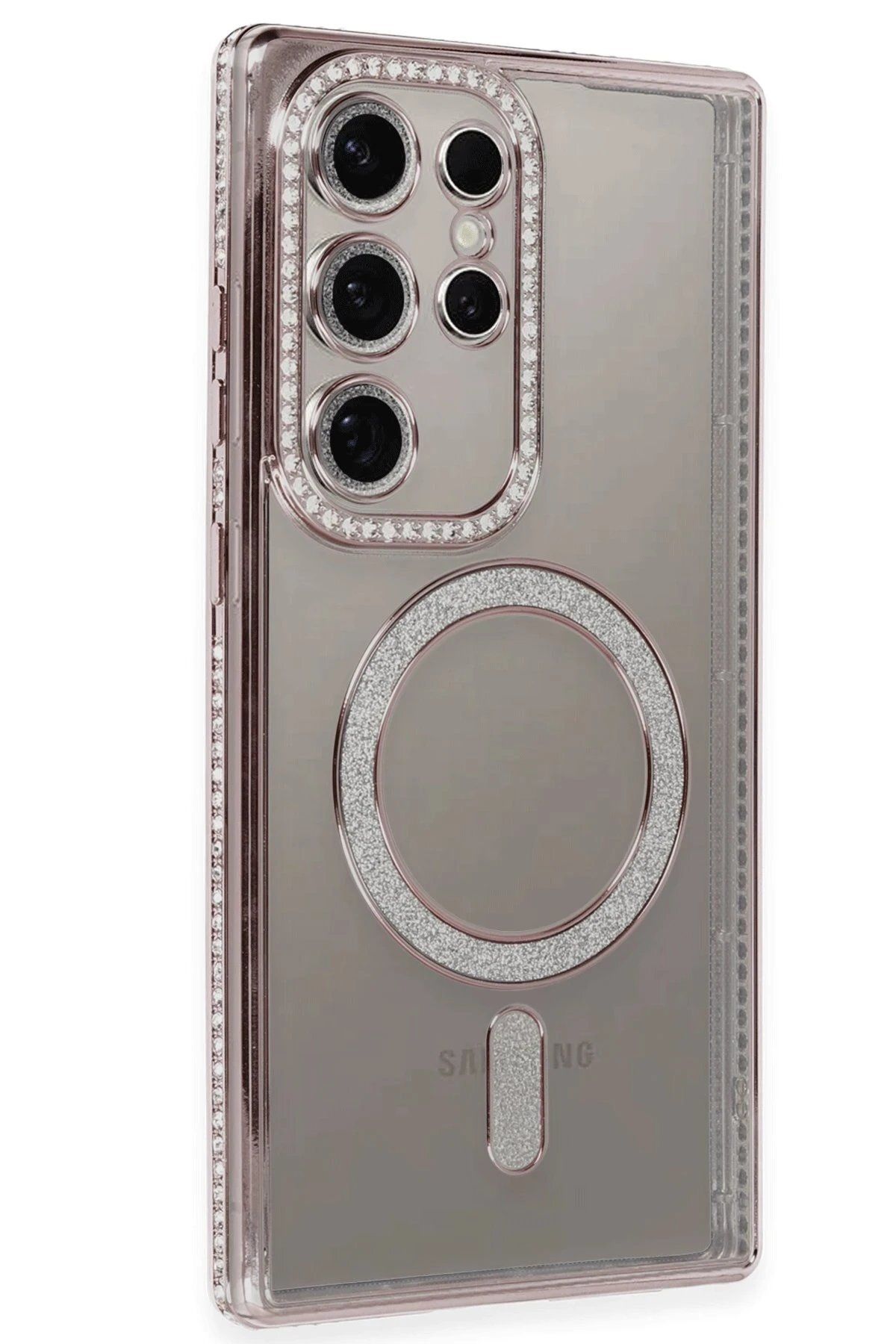 Toptan Bulurum Samsung Galaxy S24 Ultra Kılıf Joke Simli Magneticsafe Kılıf - Pembe