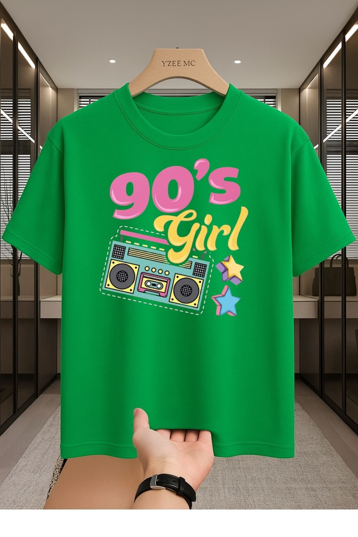 Madali Boutique I Love 80's Girl Baskılı Unisex Bisiklet Yaka Pamuk Oversize Boyfriend T-Shirt