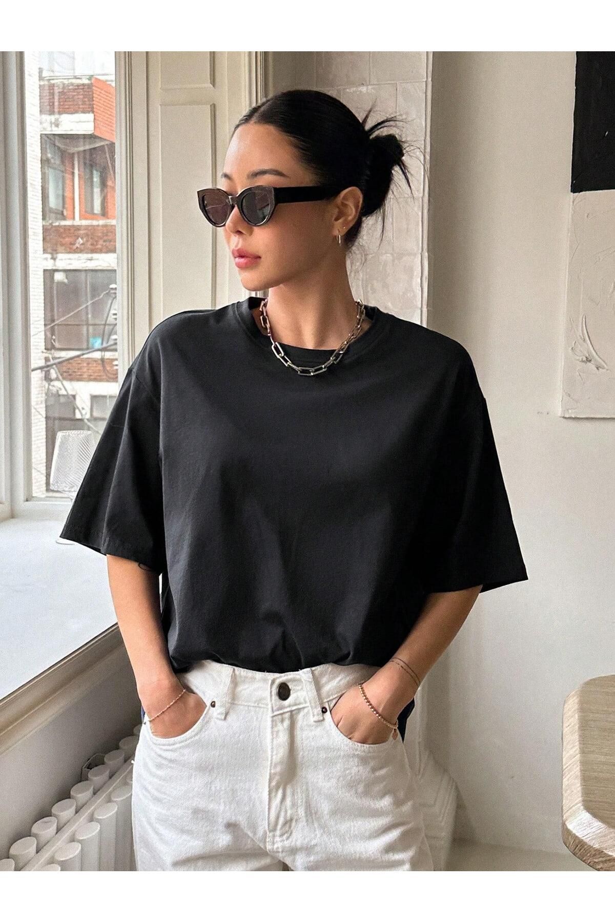 GENIUS STORE Kadın Oversize T-shirt Pamuklu Baskılı Tişört KİND-OVERSİZE
