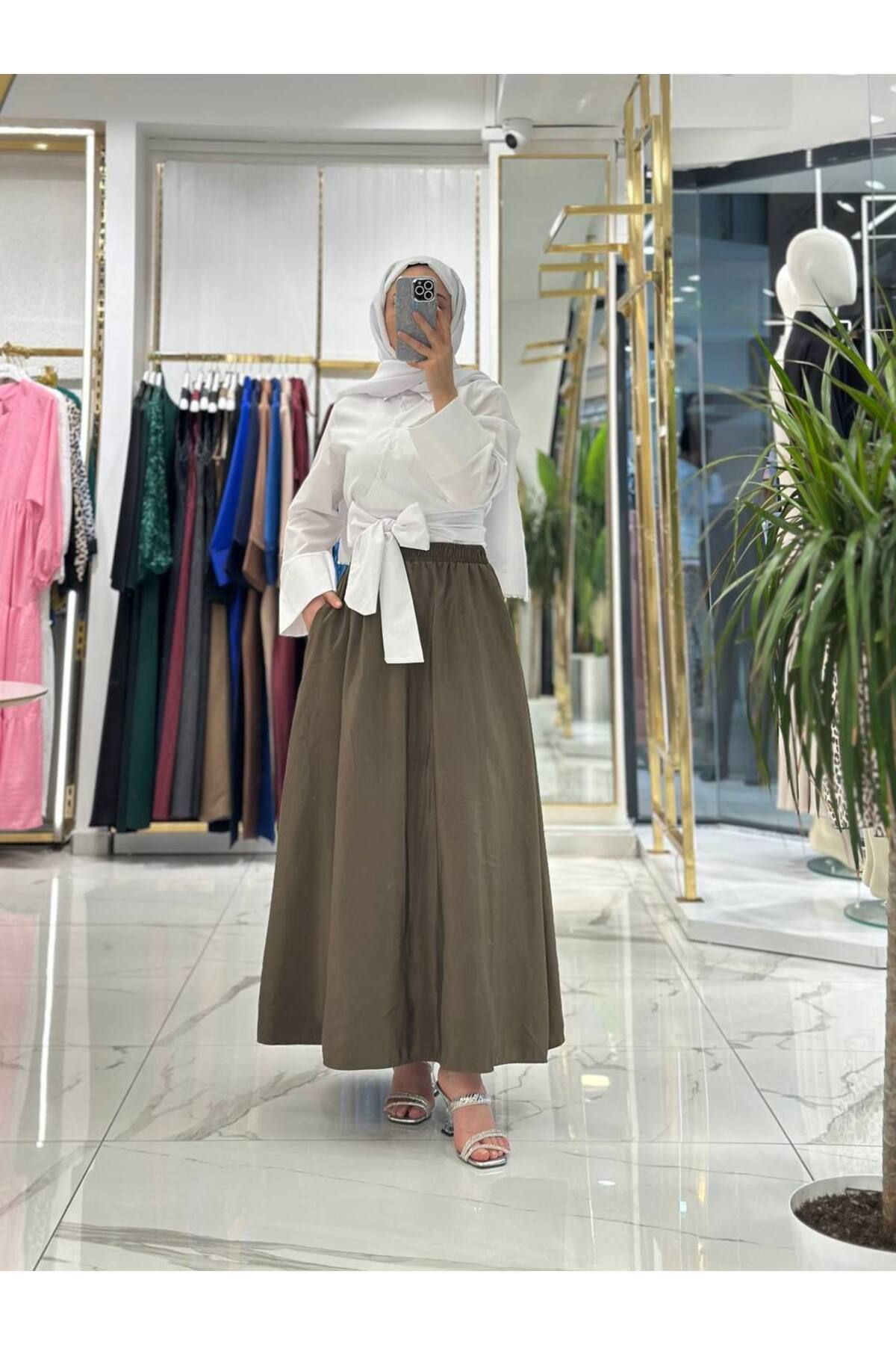 She Olive Cepli Modal kumaş tesettür spor etek