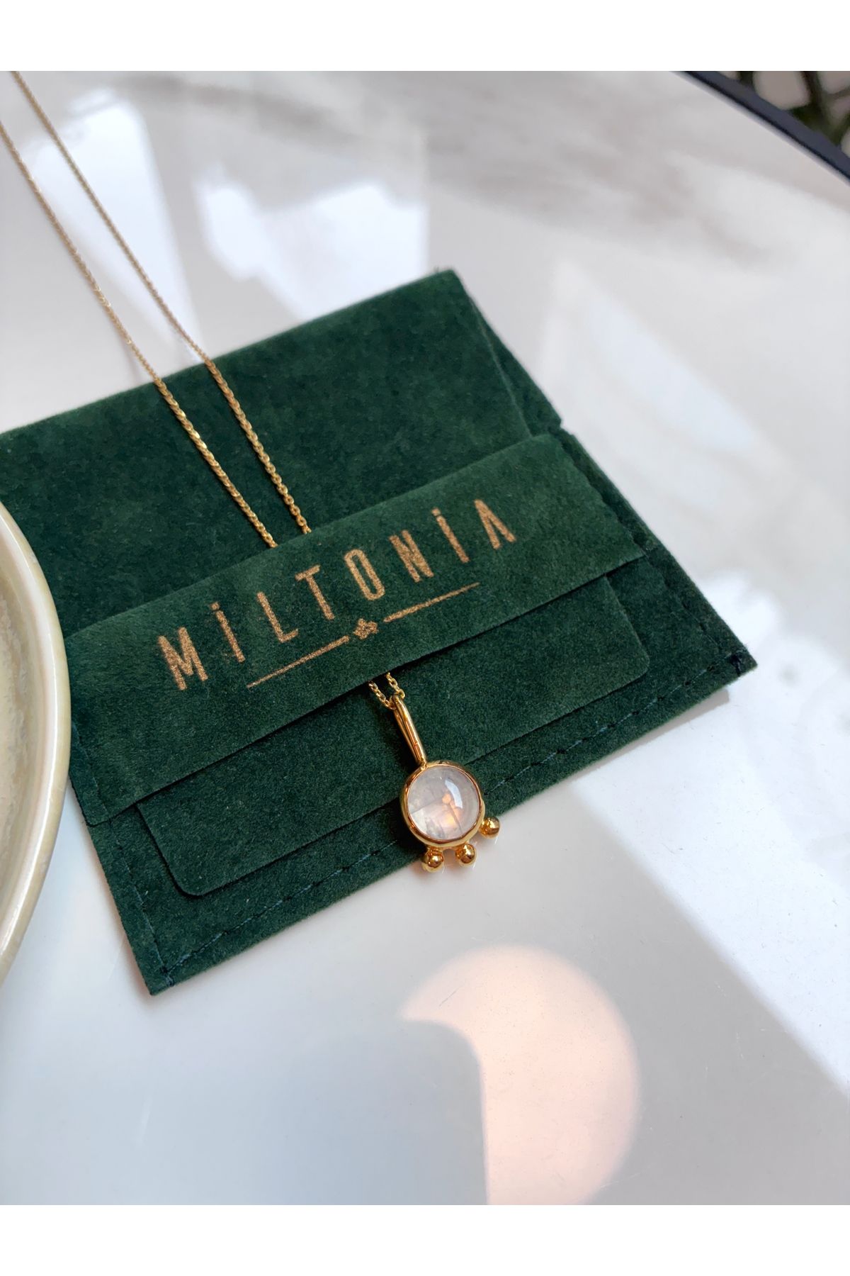 Miltonia 925s Gümüş Opal Taş Tasarım Kolye