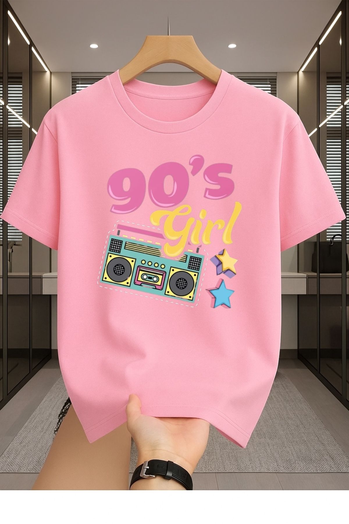 Madali Boutique I Love 80's Girl Baskılı Unisex Bisiklet Yaka Pamuk Oversize Boyfriend T-Shirt