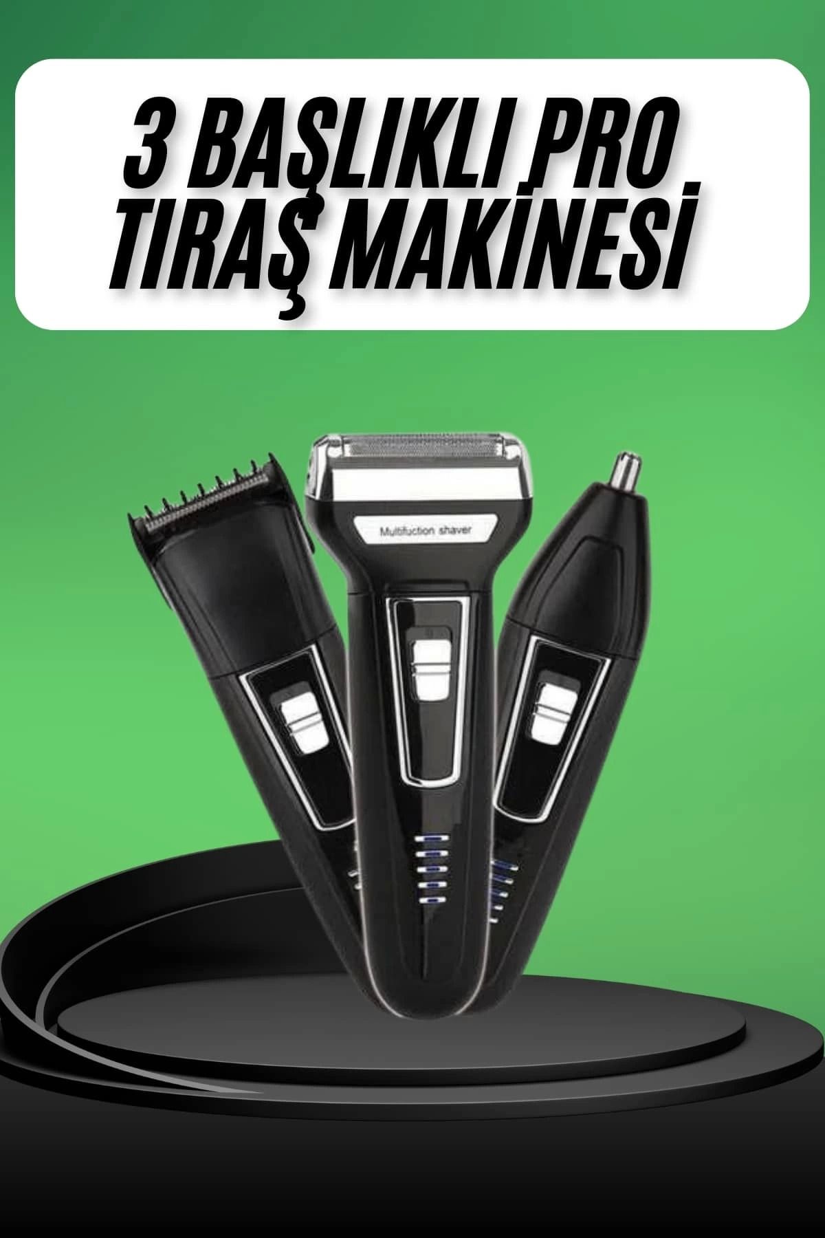 Modafiks Tıraş Makinesi 3 Başlıklı T Başlıklı Hassas Ciltlere Özel Saç Sakal Vücut Kulak ve Burun