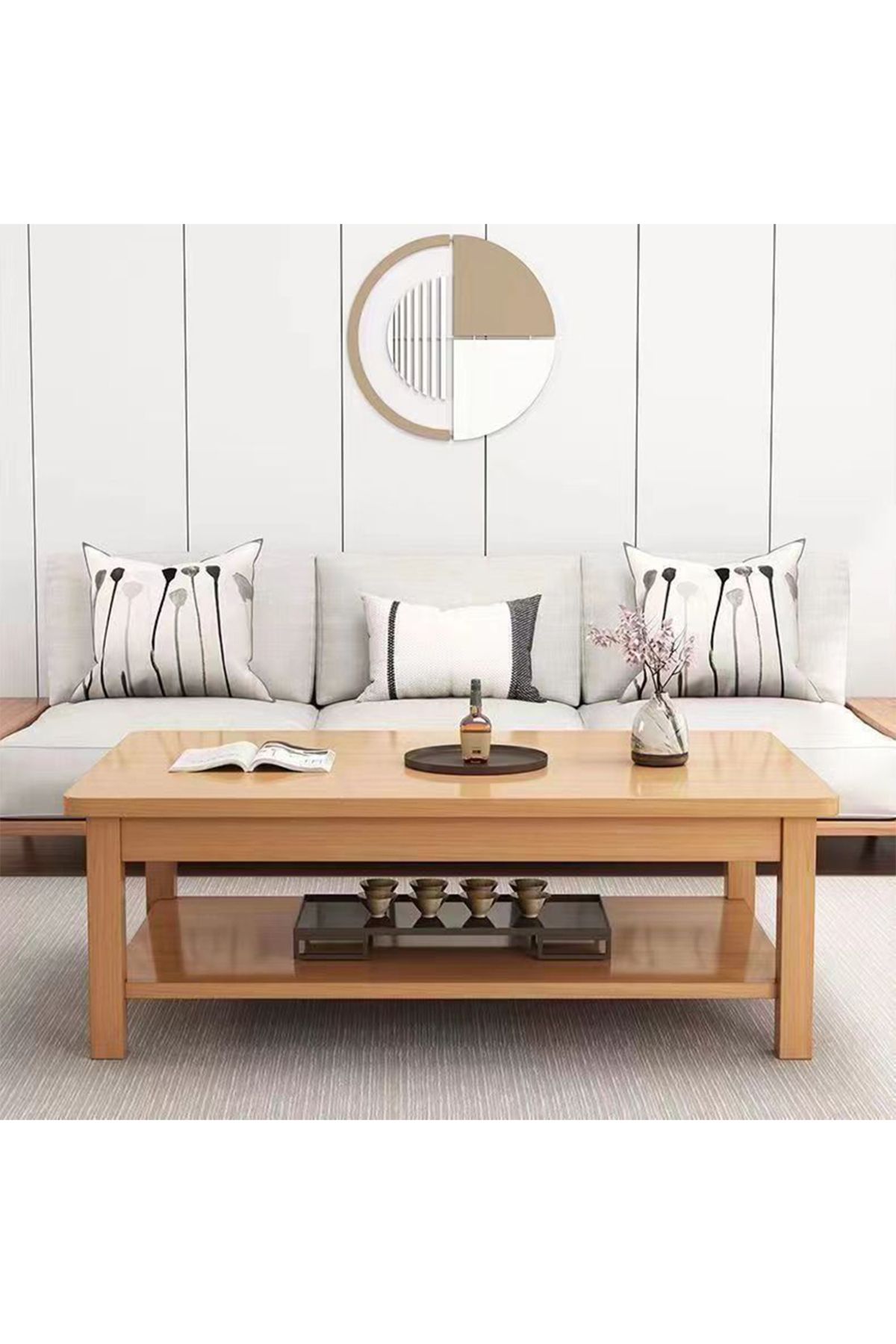 sharpdo-Multifunctional Double Layer Coffee Table, Chinese Simple Rectangular Double Layer Tea Table 3