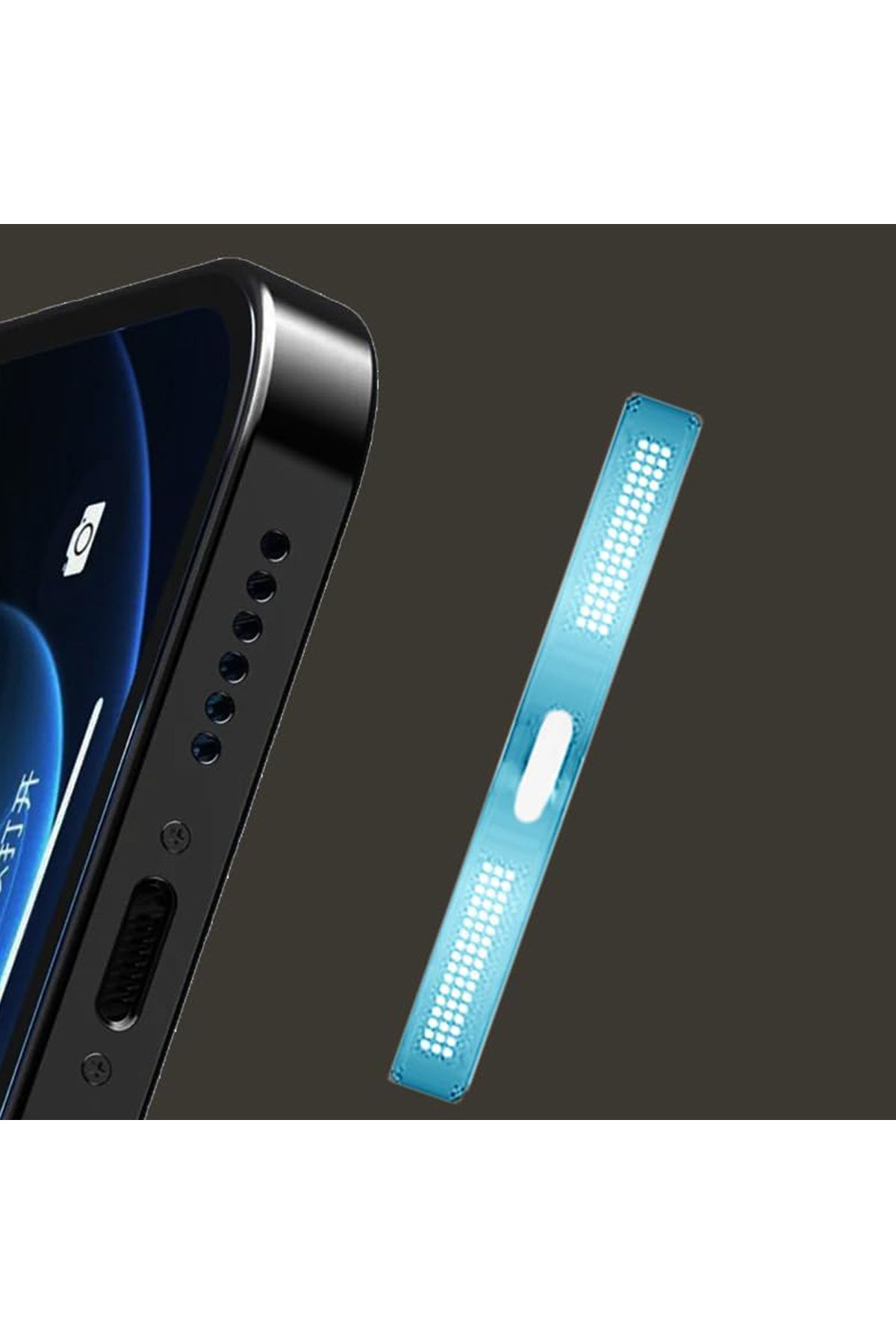 Merwish iPhone 12 ve 16 Arası Düz, Pro, Pro Max ve Plus Uyumlu Hoparlör Toz Koruyucu Sticker – Mavi