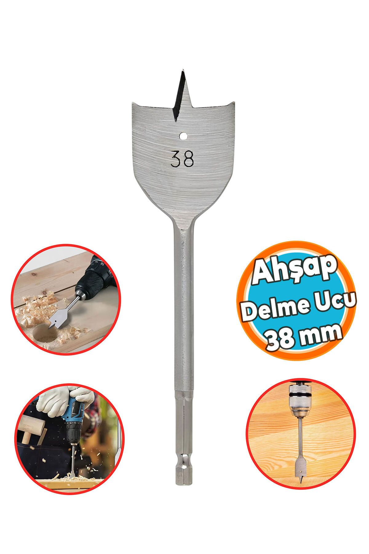 NZB Ahşap Delme Ucu Matkap Ucu Tahta Sunta Plastik Alçıpan Delme Ucu Bits Yaprak Uç 38 mm