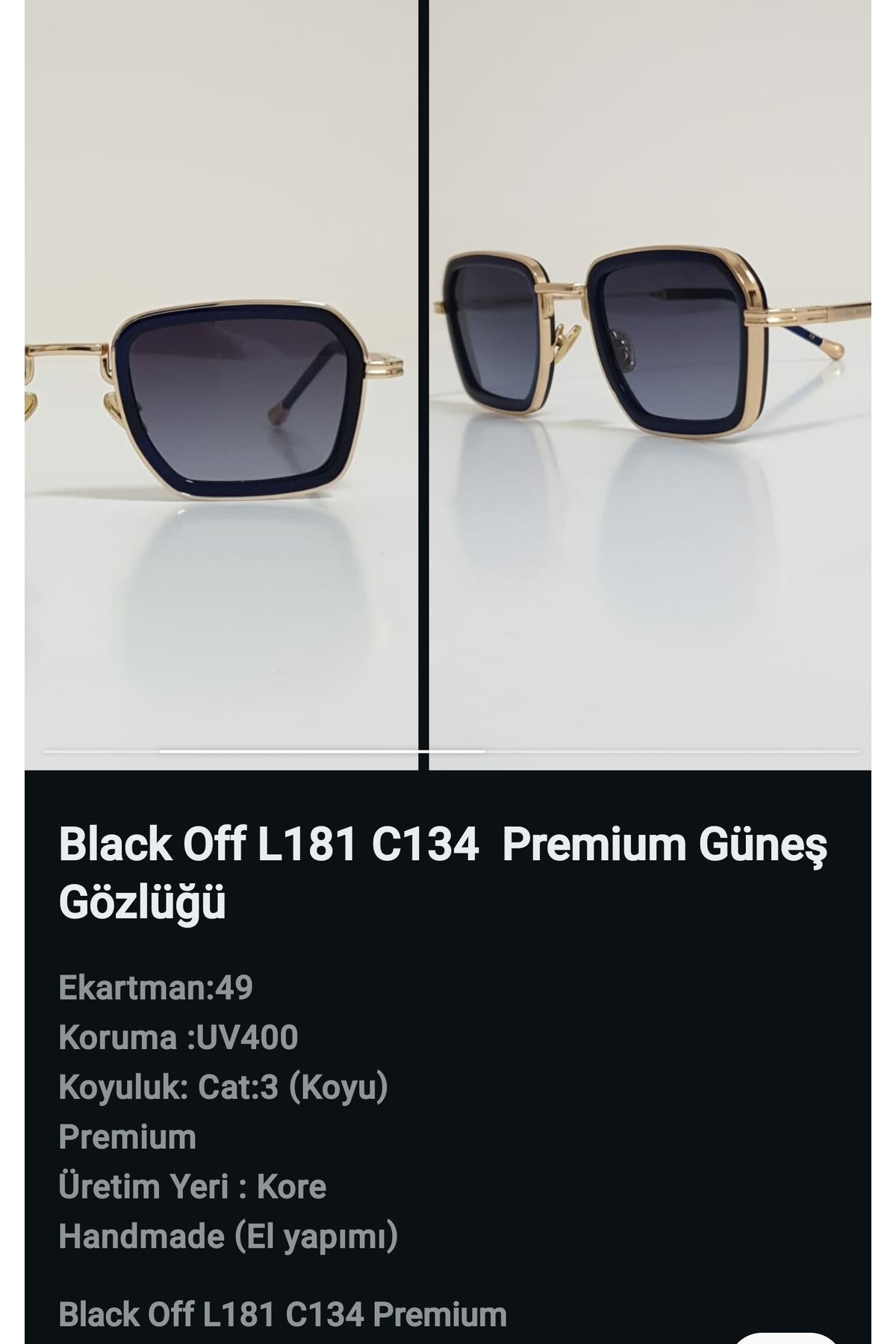 BLACK -OFF L181 C134 LACİVERT-GOLD MAVİ DEGRADE CAM PREMIUM LÜKS GÜNEŞ GÖZLÜĞÜ