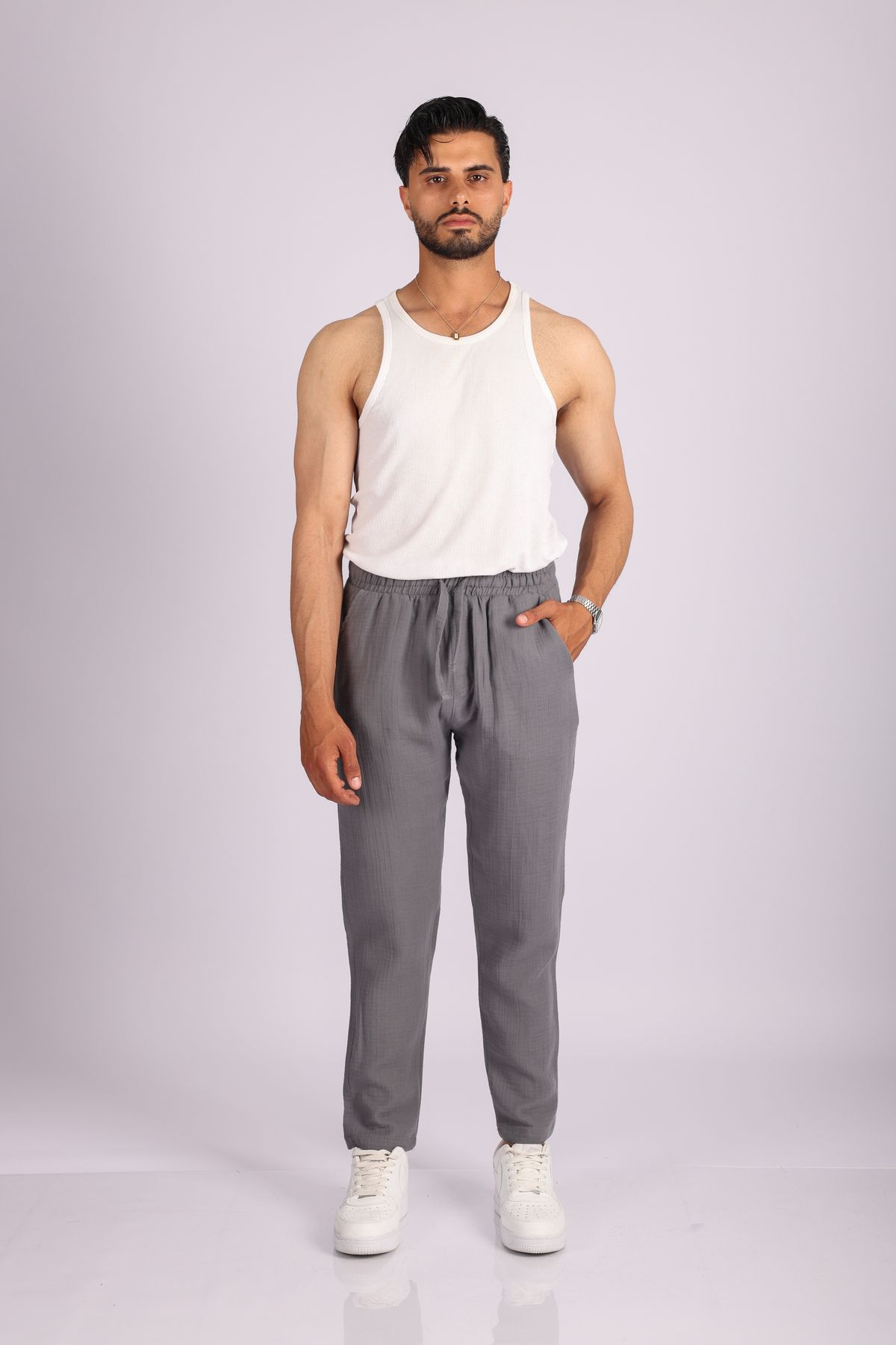 JAKOTTO Müslin Kumaş Erkek Basic Pantolon