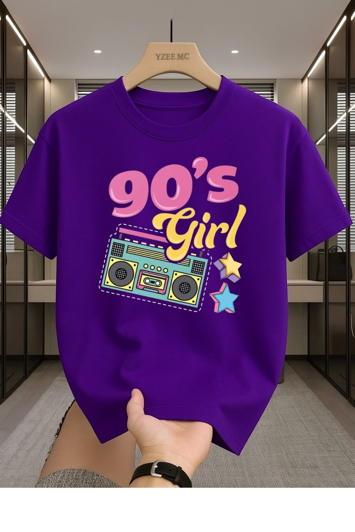 Madali Boutique I Love 80's Girl Baskılı Unisex Bisiklet Yaka Pamuk Oversize Boyfriend T-Shirt