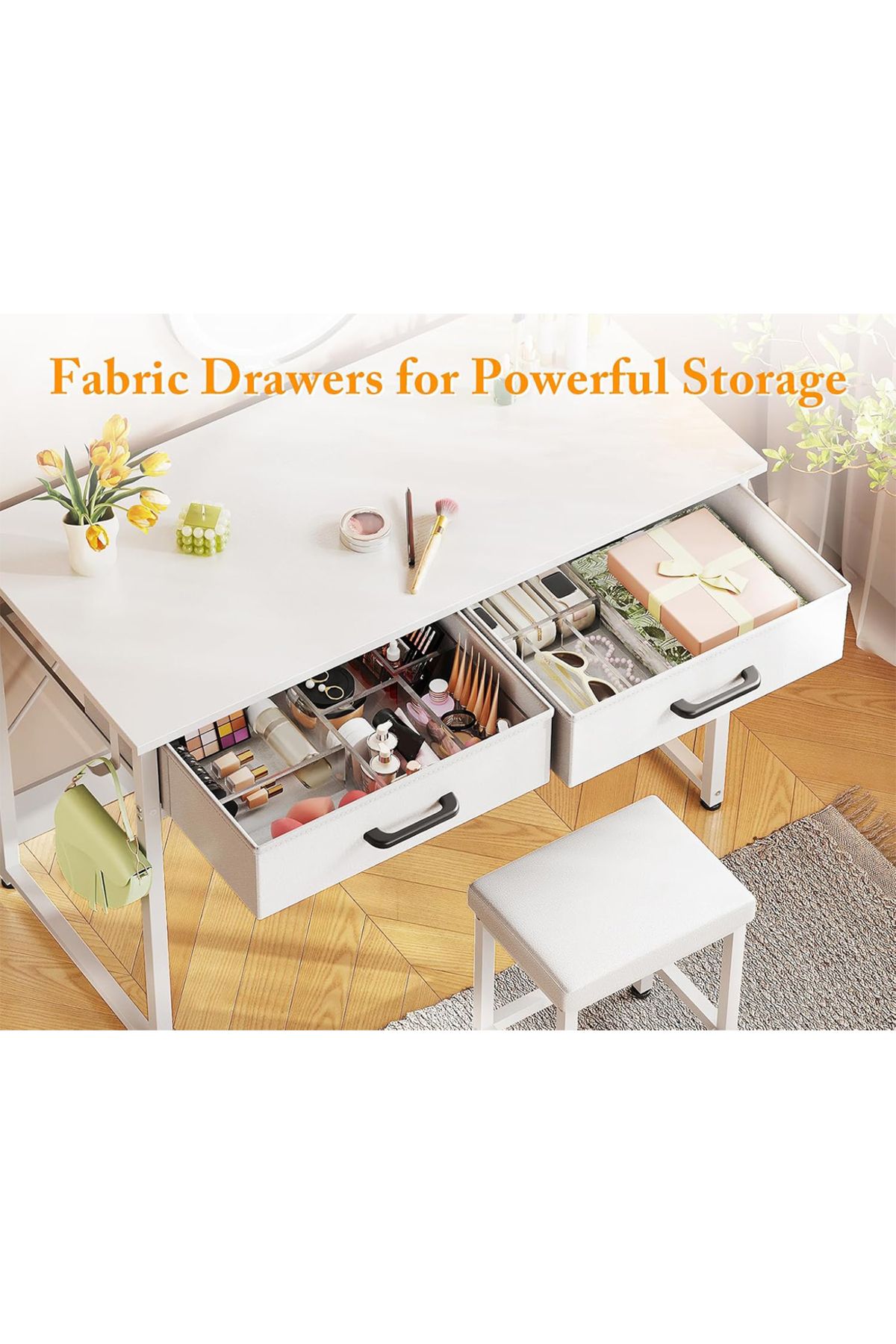 sharpdo-Modern Home Multifunctional Dressing Table with Double Drawer Storage 6