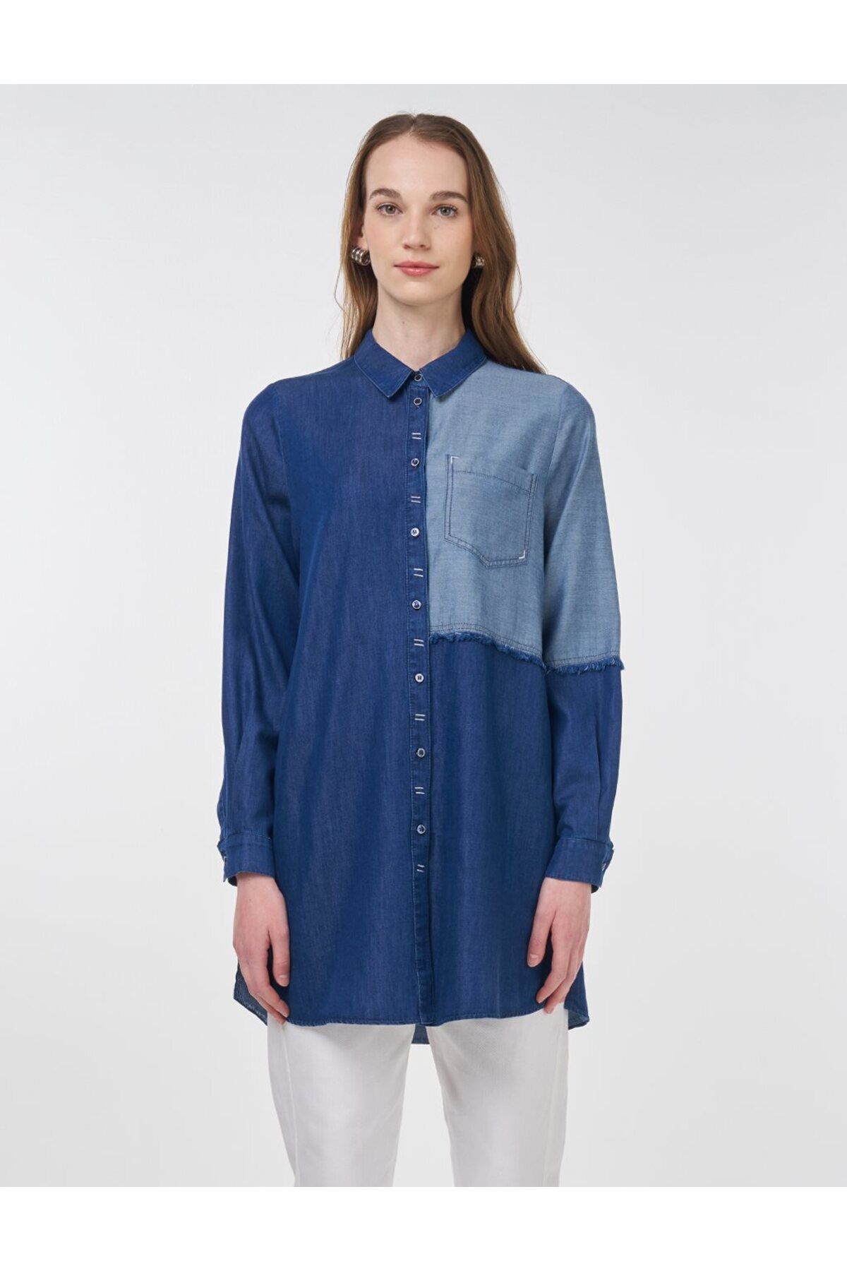Kayra Spor Dikişli Lyocell Tunik Lacivert KY-B25-81049-11