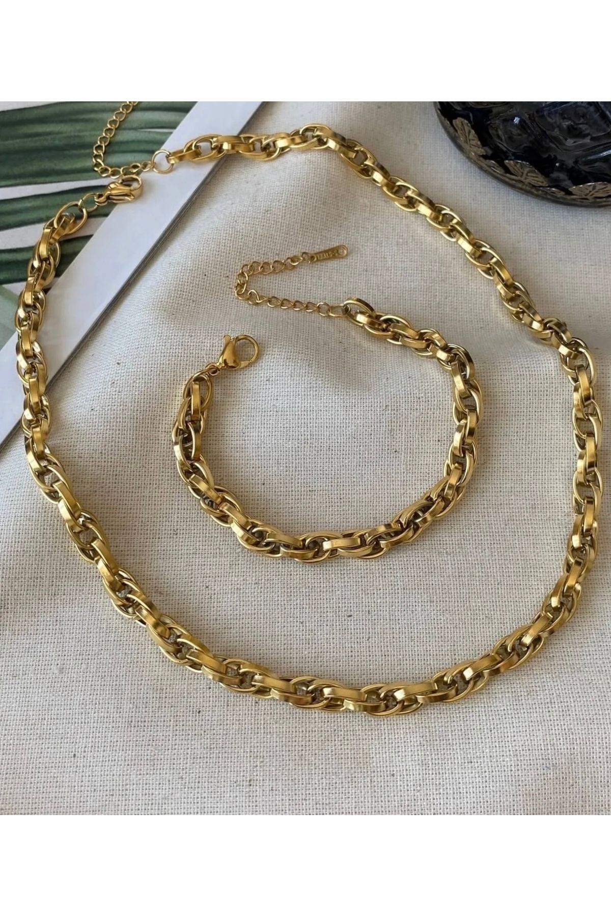 shop ÇELİK paslanmaz burgu bileklik ve kolye set