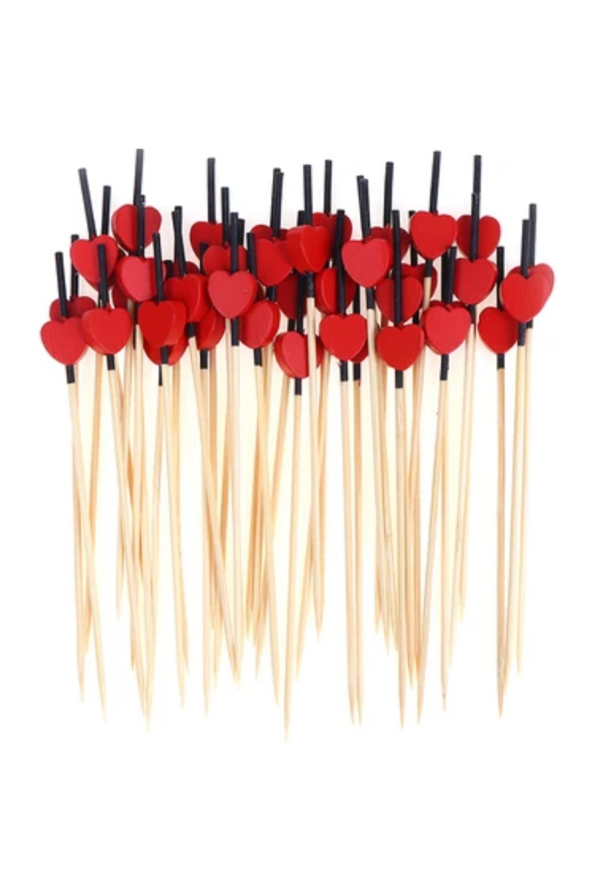 adin tasarım Siyah Uçlu Kalp Kürdan 25 Adet 12 Cm Yılbaşı Cupcake Pasta Süsü Kırmızı Sunum Şeker Pasta Süsleme