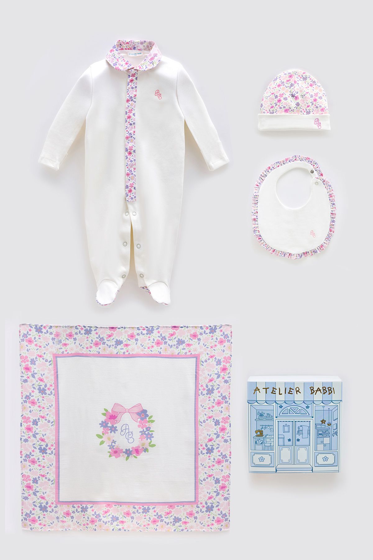 Atelier Babbi 4'Lü Yenidoğan Seti - Minik Çiçekler / Pembe