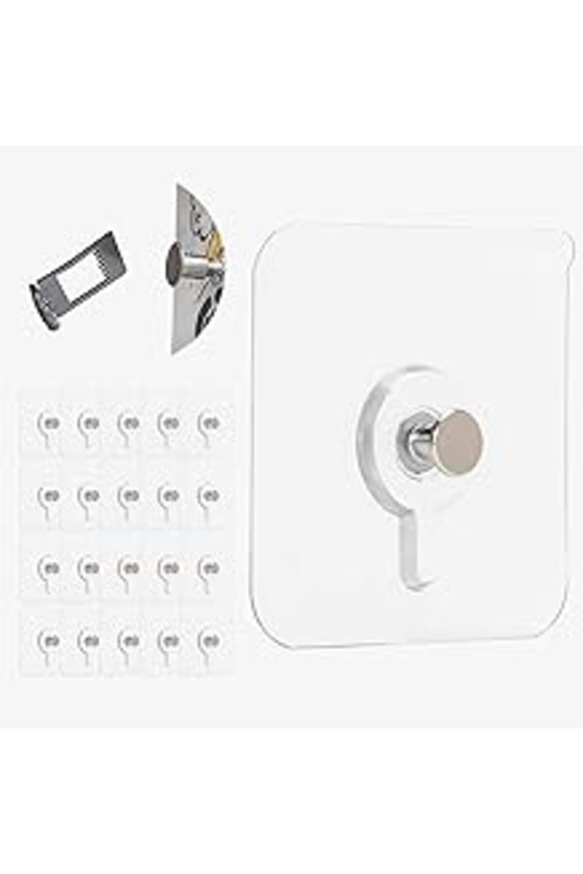 Pazarcan Aee® 10 Adet Çok Amaçlı Yapışkanlı Çivi Vida Askı Kanca Raf Tablo Saat Asma Aparatı 10Mm Vidalı