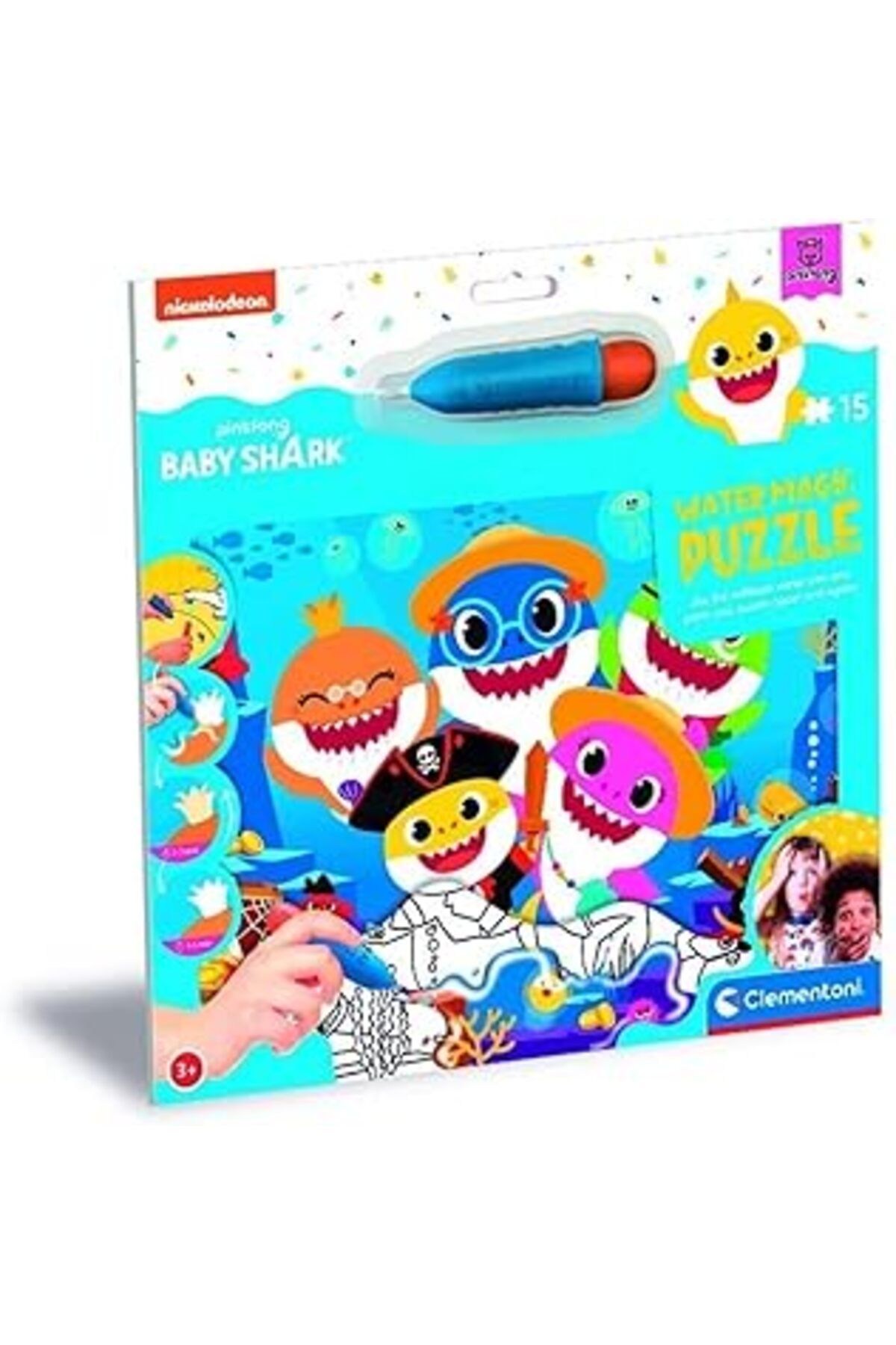 Pazarcan - 22241-15 Parça Water Frame Puzzle - Baby Shark