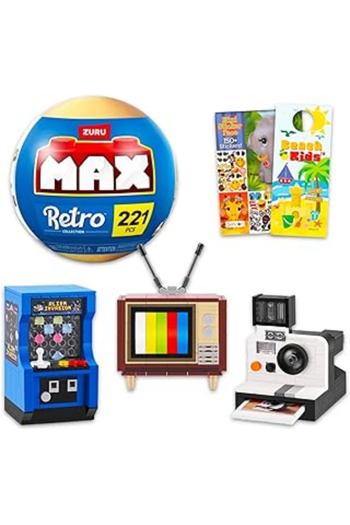 Qedii Zuru Çocuklar Için Max Retro Yapı Seti - Zuru Max Retro Tuğla Kör Top Plus Çıkartmaları Ve Daha Faz