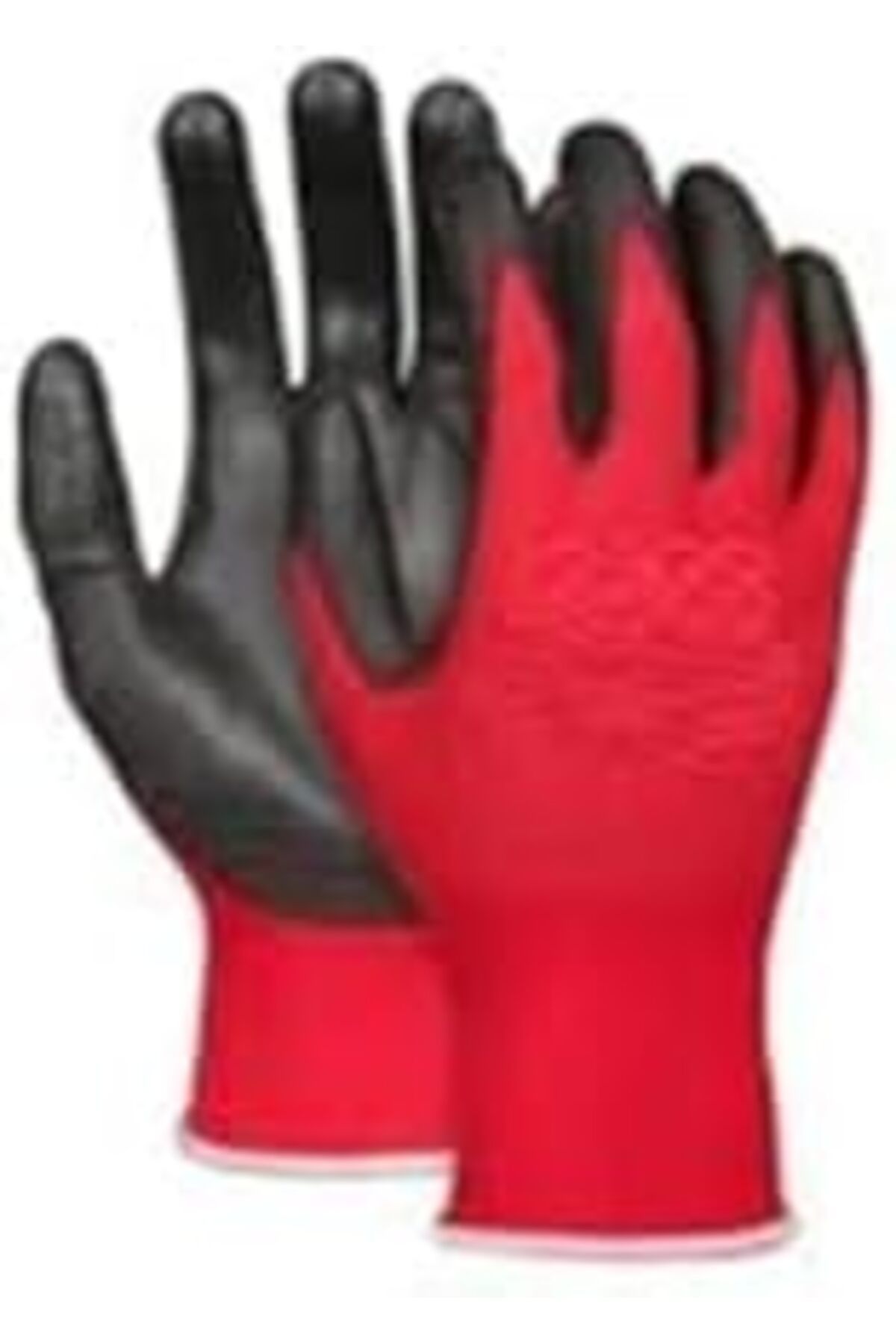 Karachil Polyester Örme Nitril Eldiven Çift, No 10, Kırmızı Siyah 6 ÇiFt
