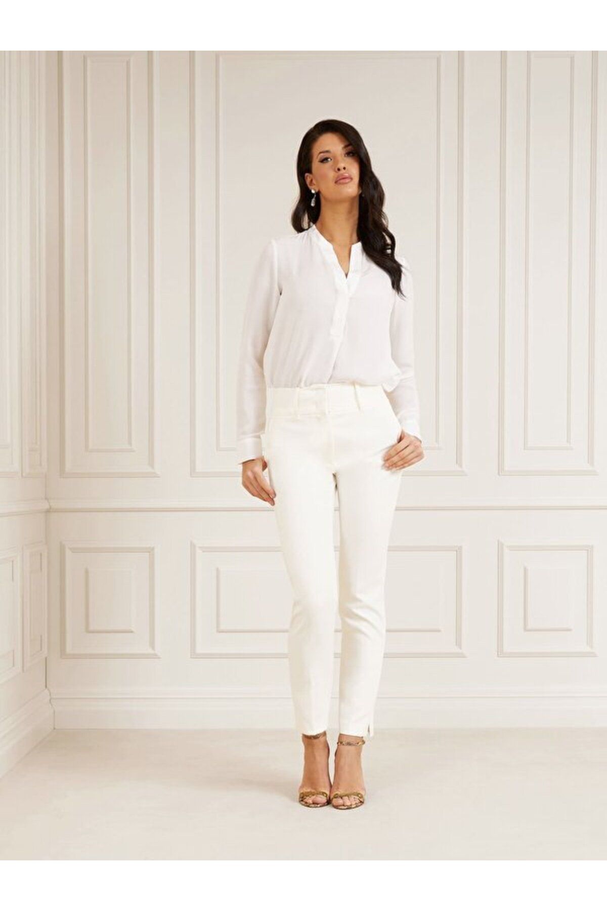Guess-Pantaloni Shelly pentru damă, cu croiala normală 2
