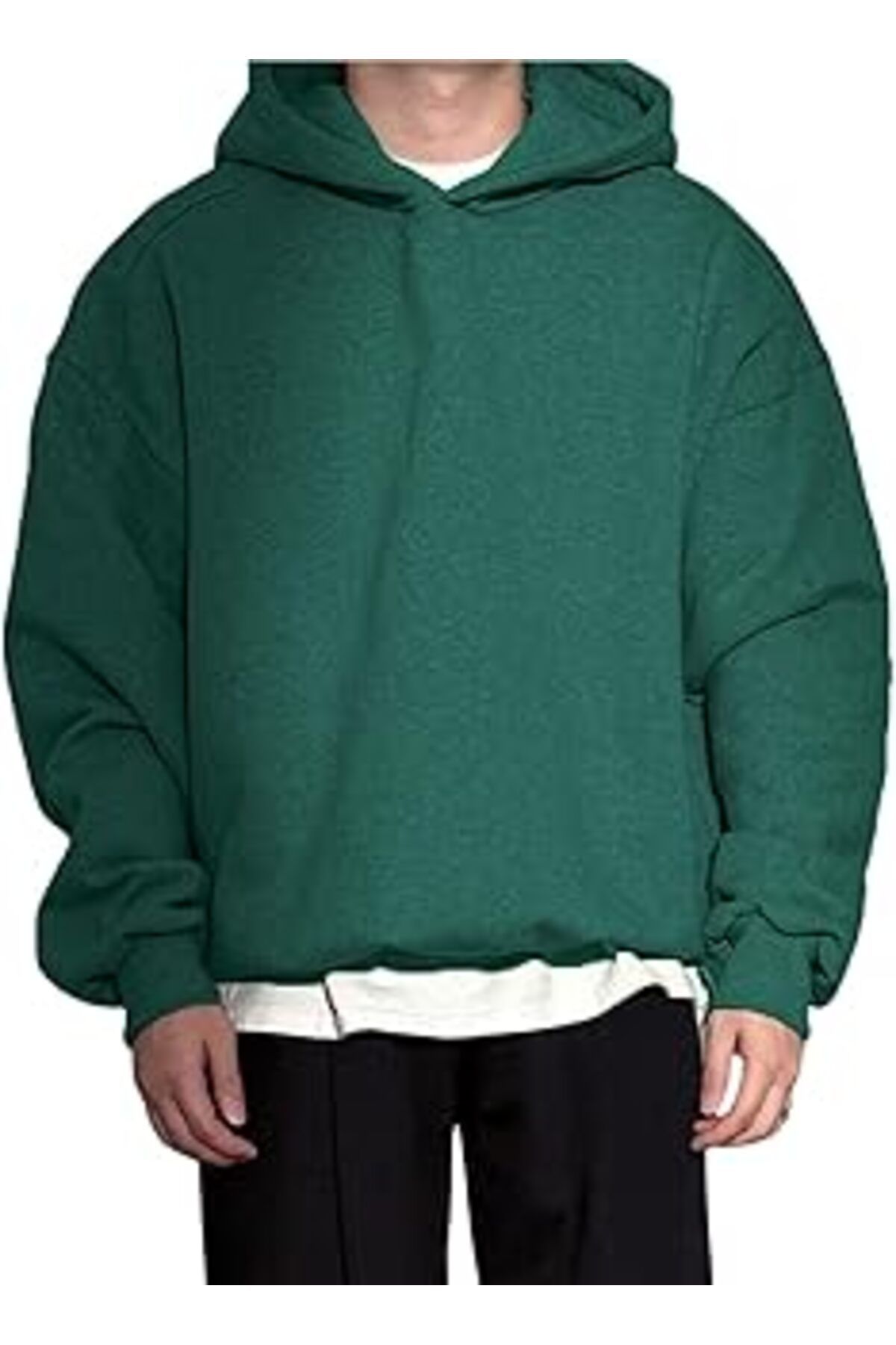 Karachil Erkek Kapüşonlu Oversize Sweatshirt 3 İplik Şardonlu Sweatshirt