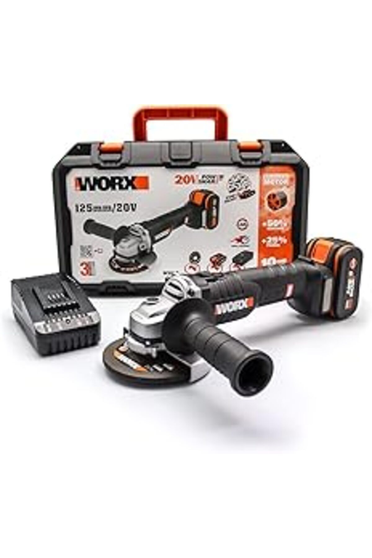 Karachil Worx Wx812 20Volt 4.0Ah. 125Mm Kömürsüz Profesyonel Şarjlı Avuç Taşlama