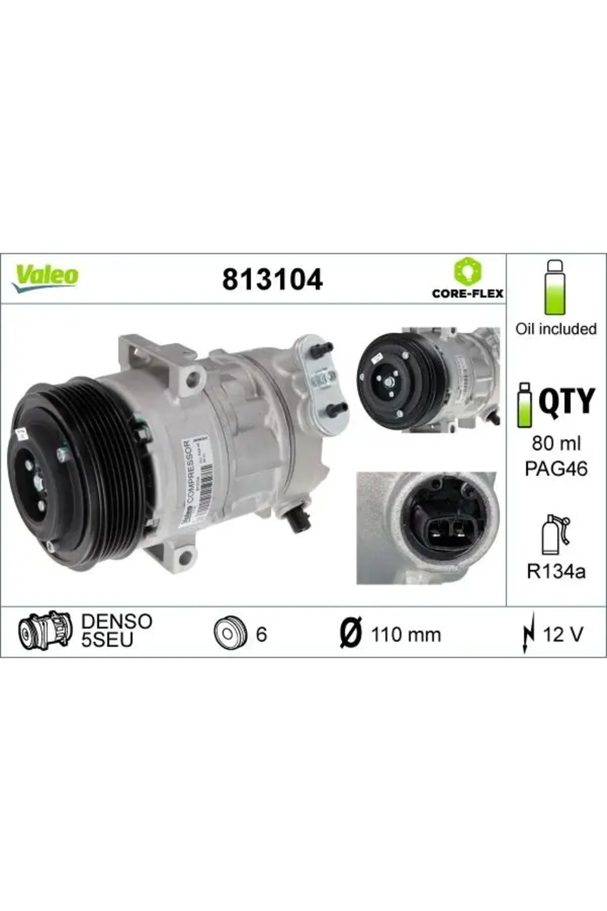 VALEO KLIMA KOMPRESORU CORSA D 07 14 Z13DTJ Z13DTH A13DTC Z17DTR (SANDEN TIP)