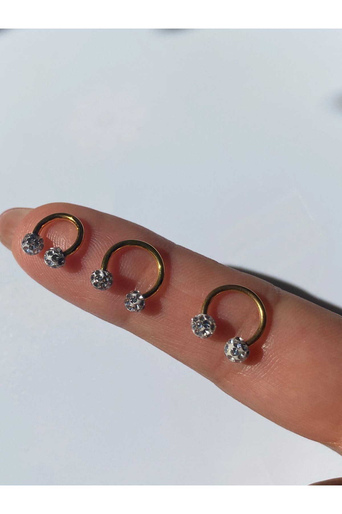 kurukafagift Paslanmaz Çelik Piercing Set Yarım Ay Toplu Model Tragus Helix Lob Kıkırdak