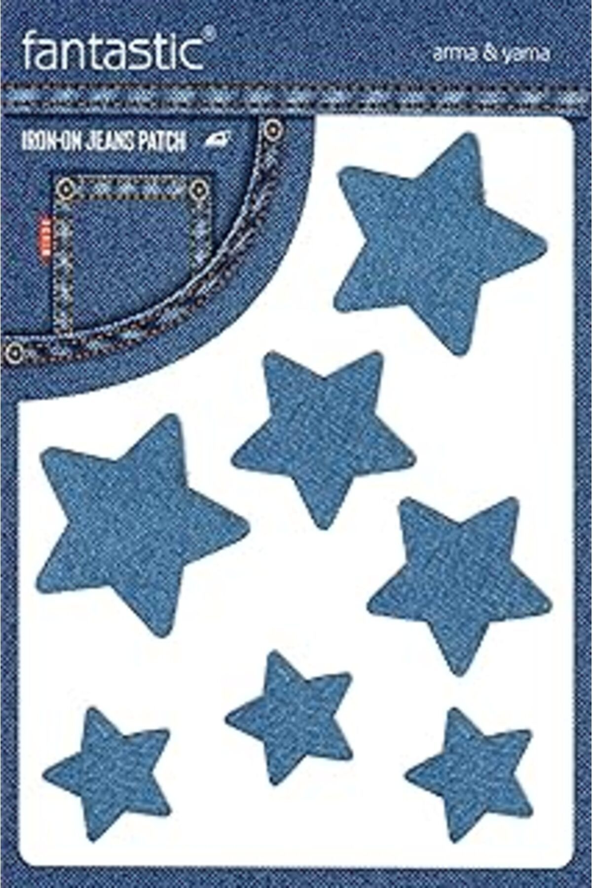 NETWORK ART Ütü Ile Yapışan Kot Arma Patch Kot Yaması Denim Jeans Onarım & Dekoratif Amaçlı Yıldız (Açık Mavi)