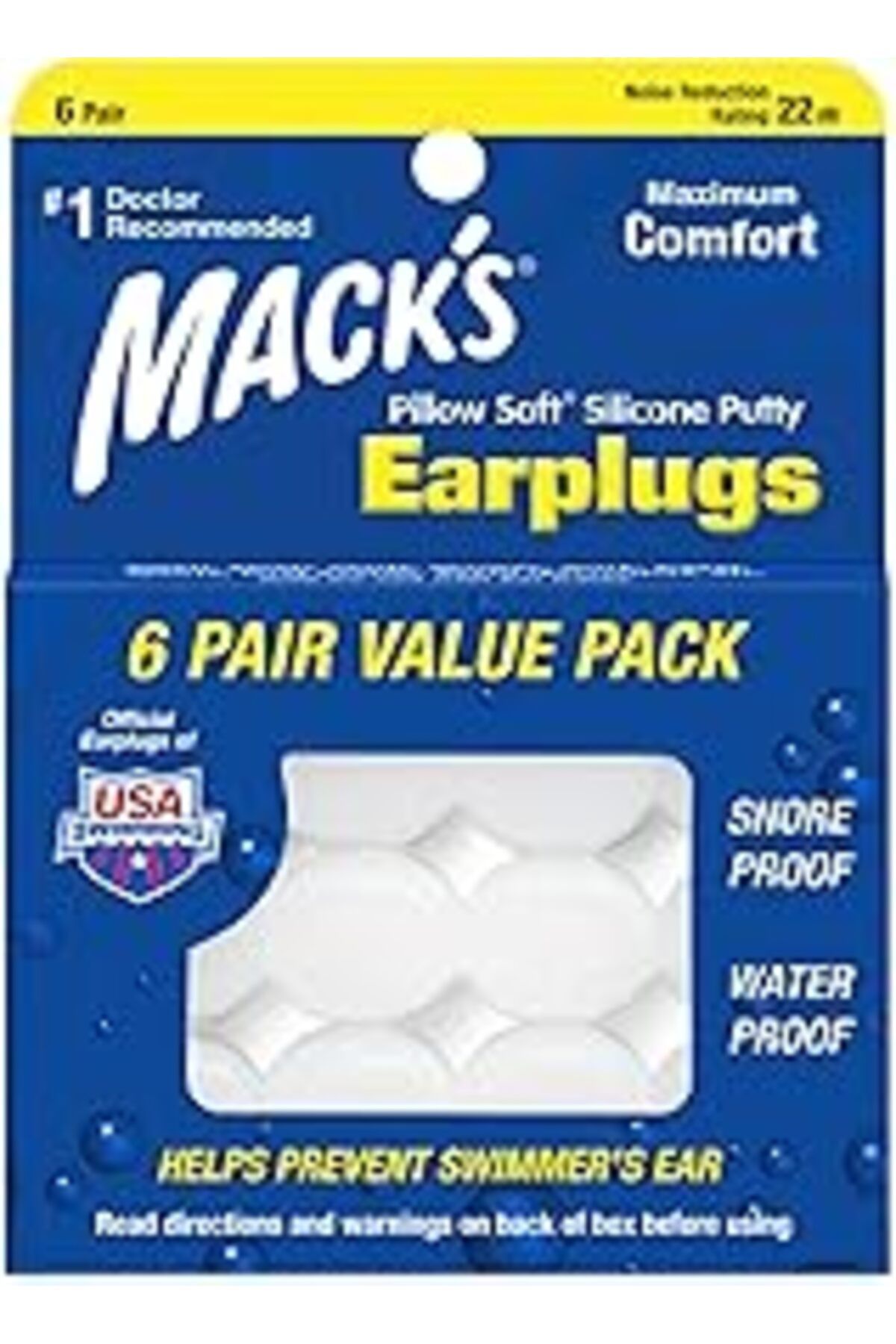 Karachil Mack'S Yastık Yumuşak Silikon Kulak Tıkacı, 6 Çift, Değer Paketi, Uyku, Horlama, Yüzme, Seyahat, Ko