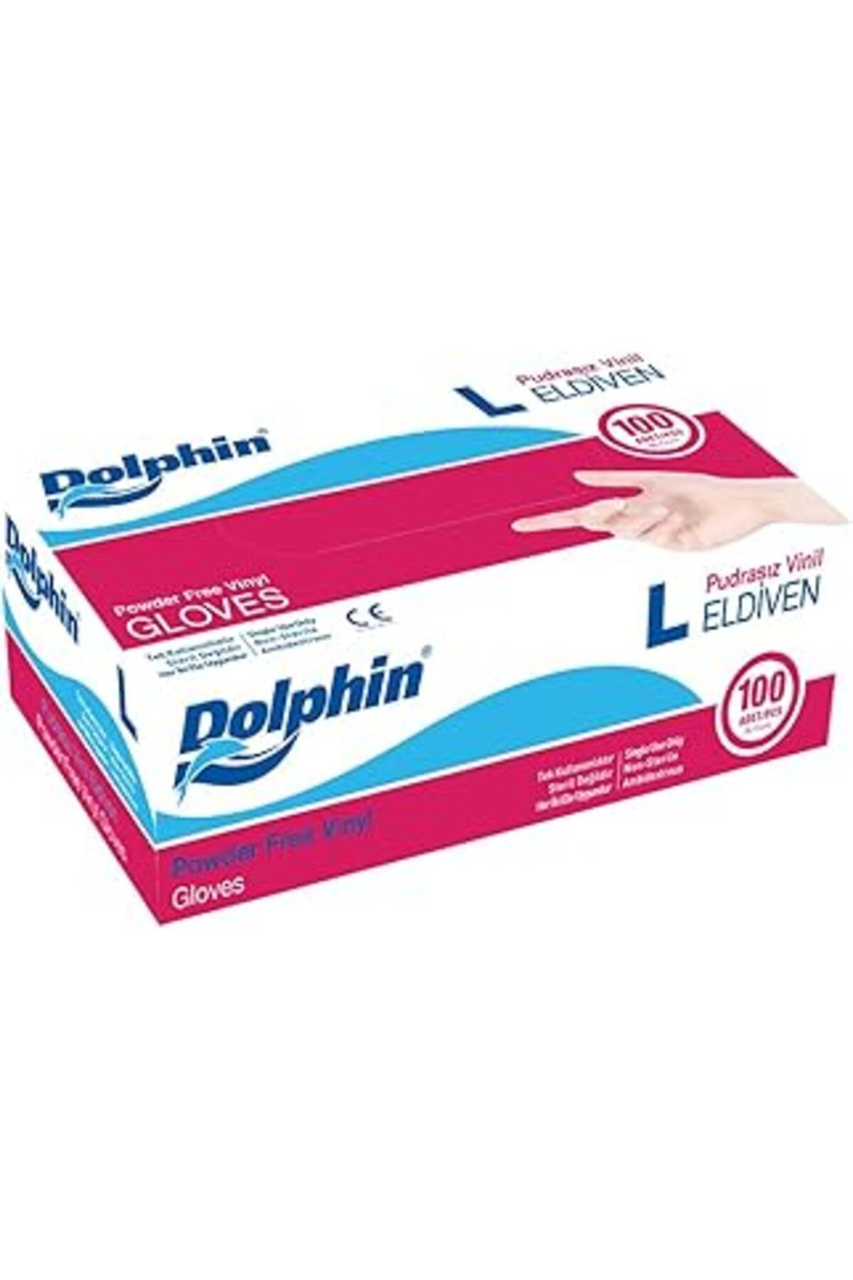 Karachil Dolphin Beyaz Vinil Eldiveni Pudrasız L 100 Adet
