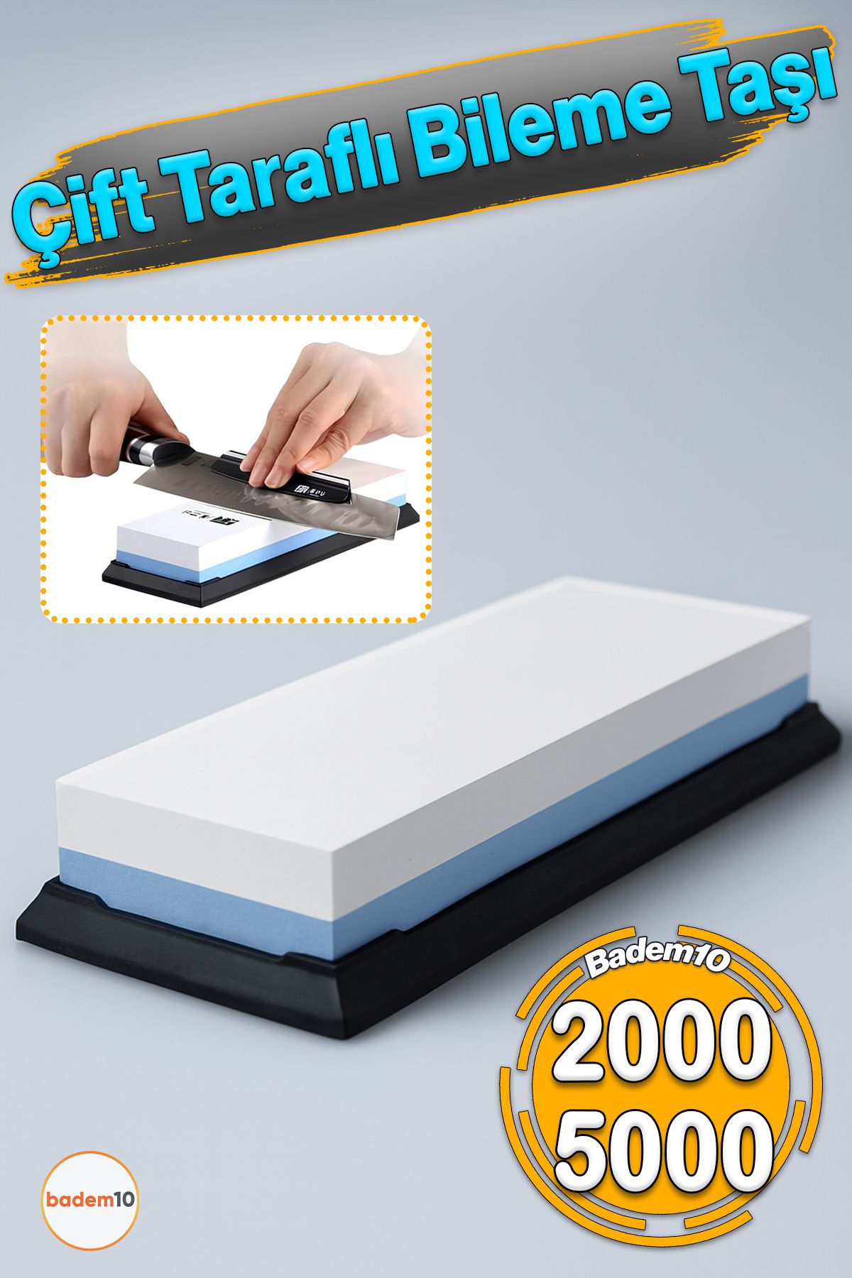 Badem10 2000/5000 Grit Çift Taraflı El Taşlama Profesyonel Bıçak El Aletleri Makas Şef Biley Bileme Taşı Set