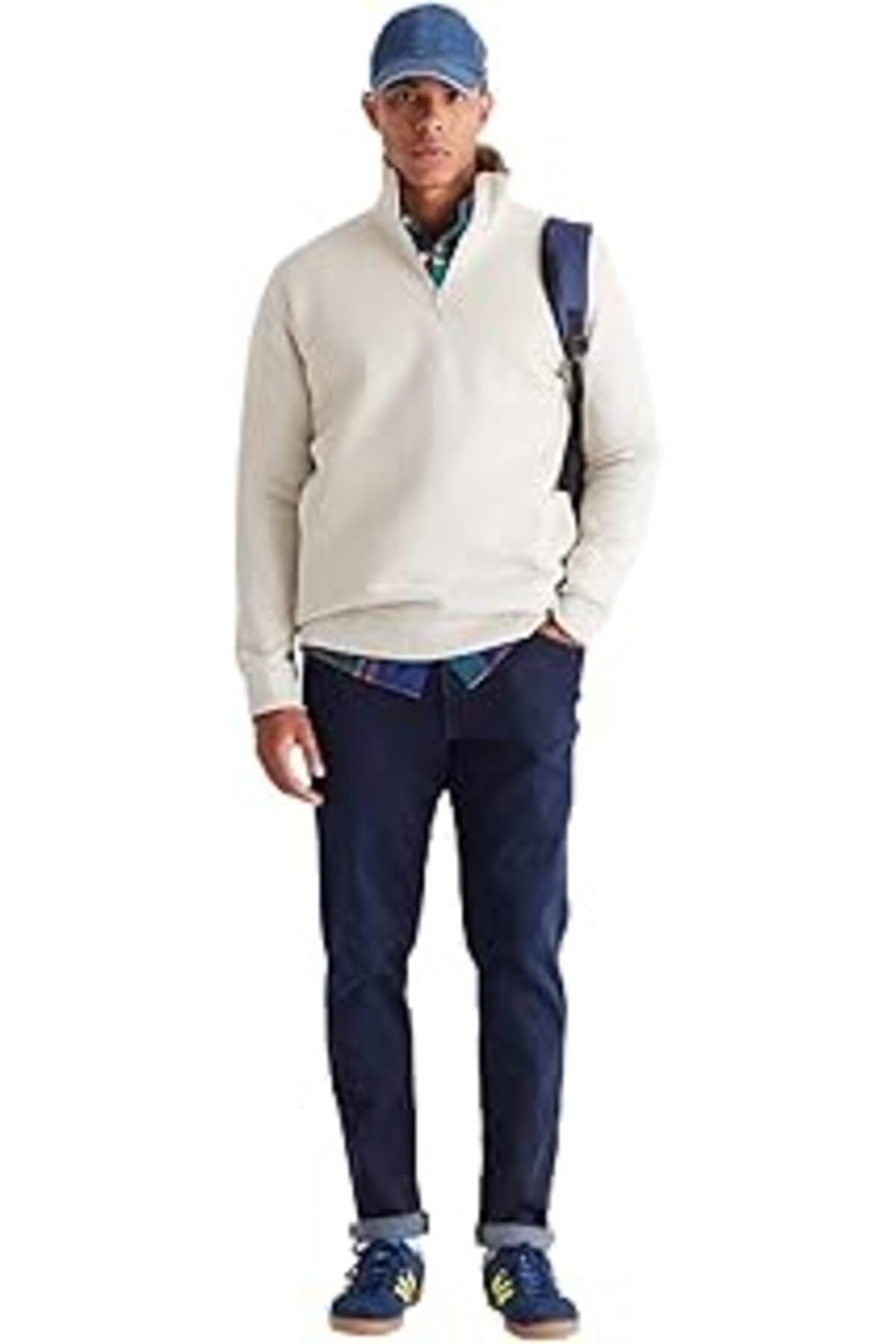 Karachil Ac&Co / Altınyıldız Classics Standart Fit Normal Kesim İçi Polarlı Bato Yaka Pamuklu Sweatshirt, Re
