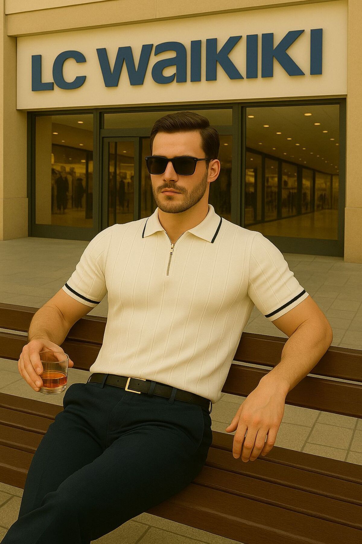 LC Waikiki Polo Yaka Fermuarlı Kısa Kollu Erkek Yazlık Triko Tişört / T-shirt