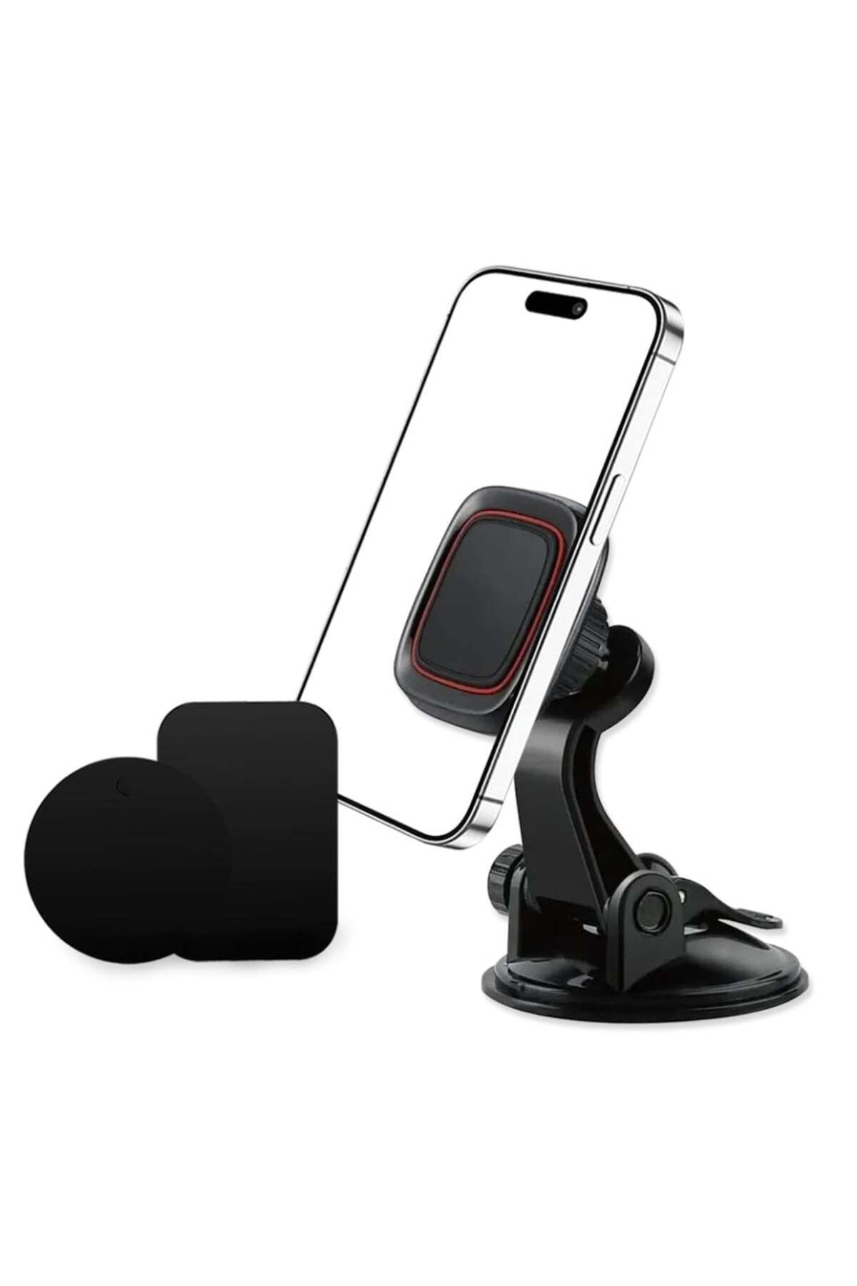 SKYDDAR INNOVATION-Suport auto magnetic, rotație 360°, compatibilitate universală, (S6), negru roșu, set cu autocolant 2