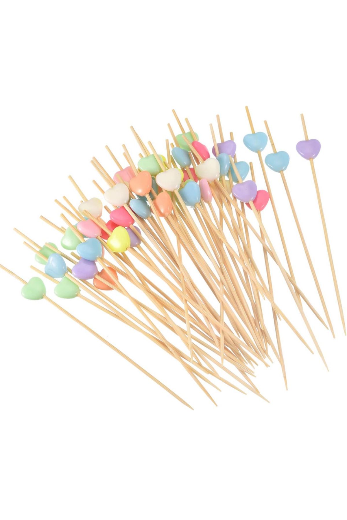 adin tasarım Kalp Kürdan Renkli 25 Adet 12 Cm Yılbaşı Cupcake Pasta Süsü Kırmızı Sunum Şeker Pasta Süsleme