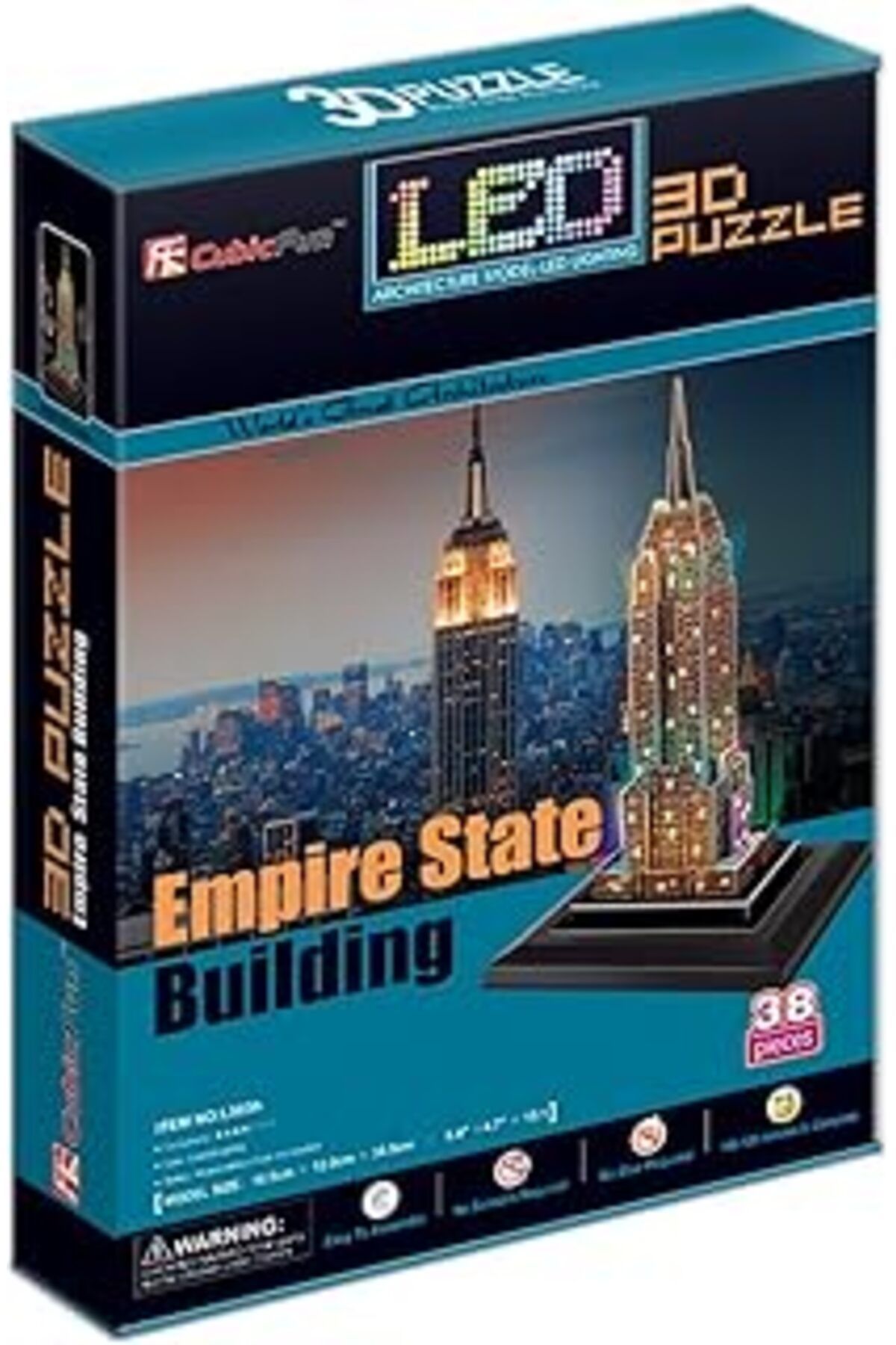 Pazarcan Cubicfun 3D 38 Parça Puzzle Empire State Binası Abd Led Işıklı