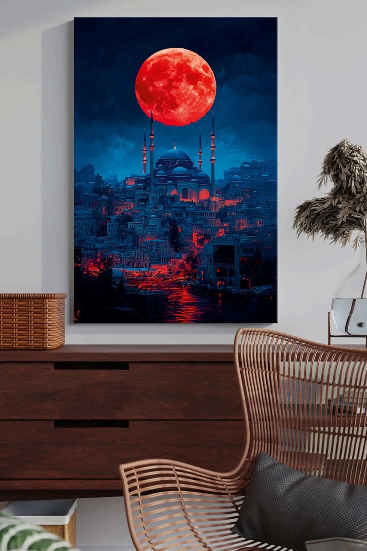bds art sanatı evinize taşır Kızıl Ay Altında İstanbul Cam Tablo