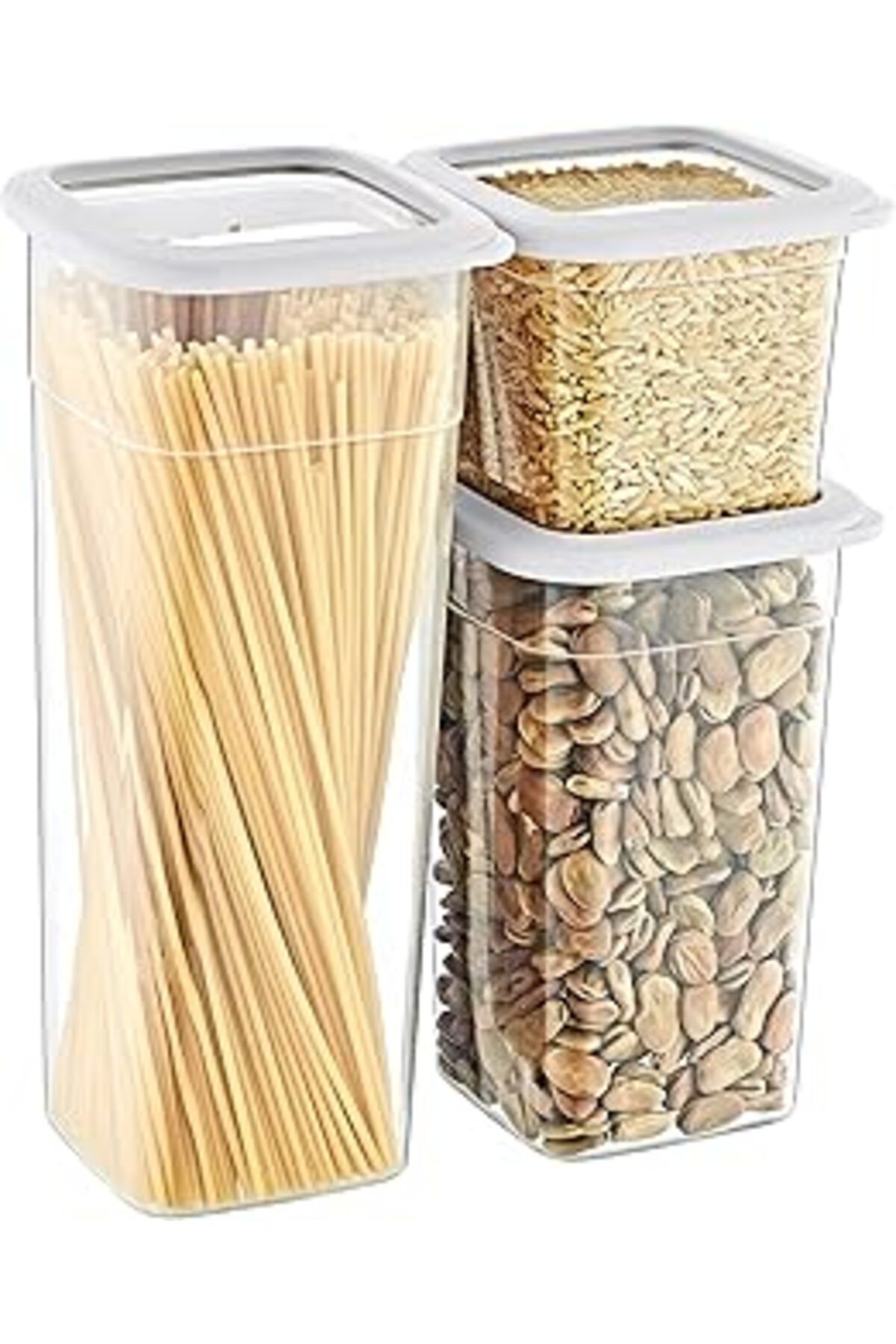Pazarcan Smartware 2'Lı Set Skali Kare Saklama Kabı Beyaz (2'Şer Adet 740 Ml, 1440 Ml, 2350 Ml) - Beyaz, Çok
