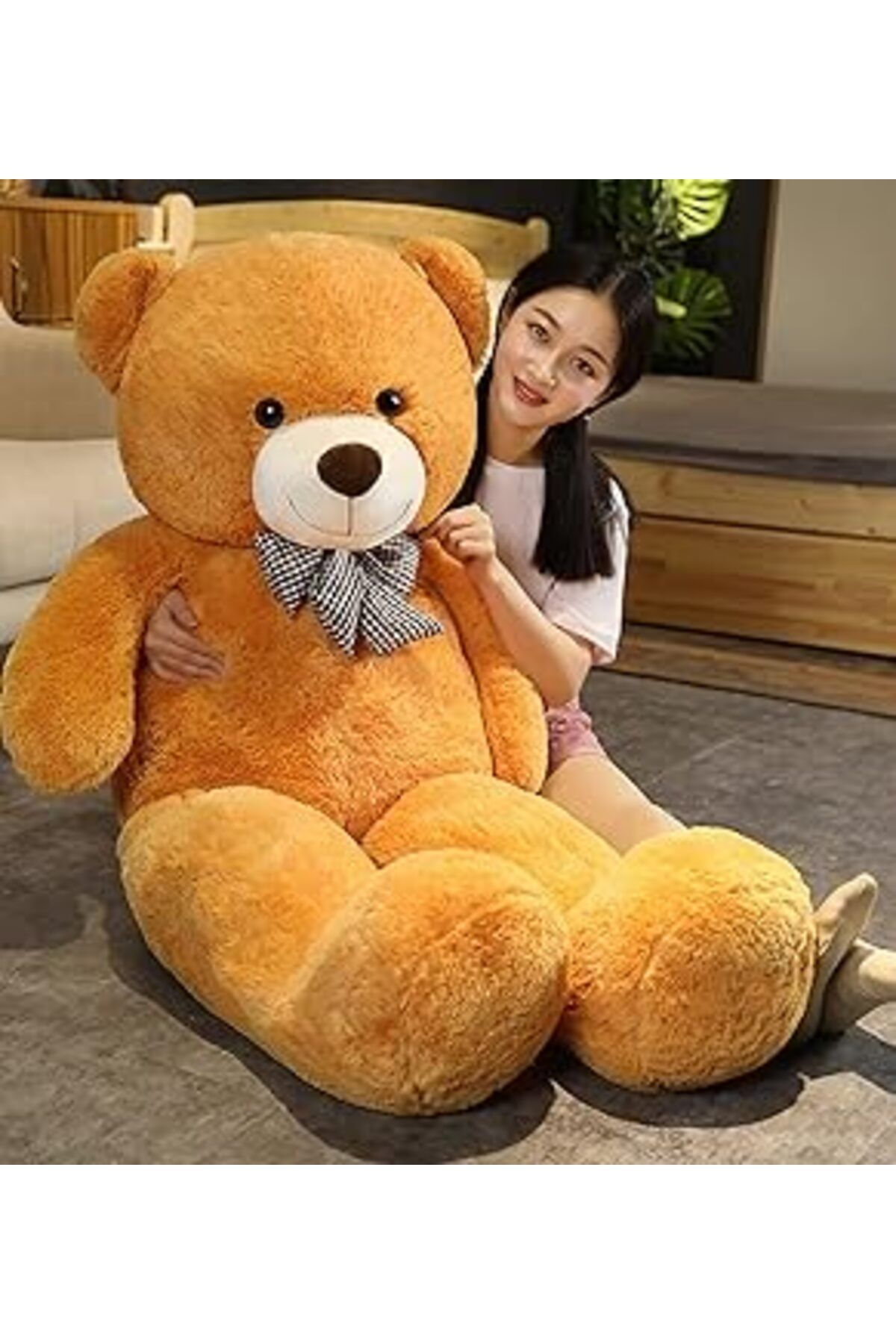Qedii Sevgiliye Özel Hediye - 140 Cm Papyonlu Peluş Ayıcık. 140cmayı (KAHVERENGİ)