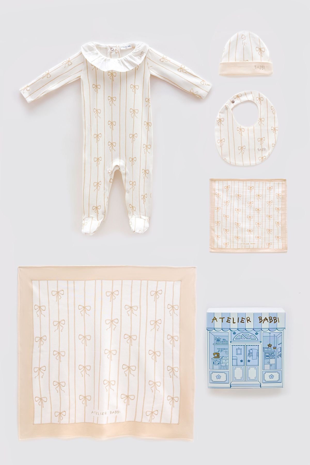 Atelier Babbi 5'Li Yenidoğan Seti - Kurdele / Bej