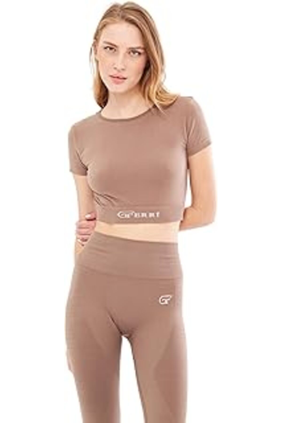 NETWORK ART Giorgina Ferri Yumuşak Dokulu, Esnek Yoga, Koşu, Spor Ve Günlük Crop Top Mila