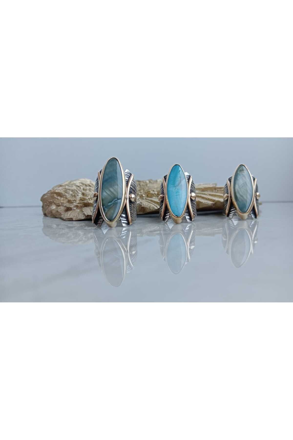 GÜMÜŞ Papila Silver Taşlı Mekik Tasarım Gümüş Yüzük