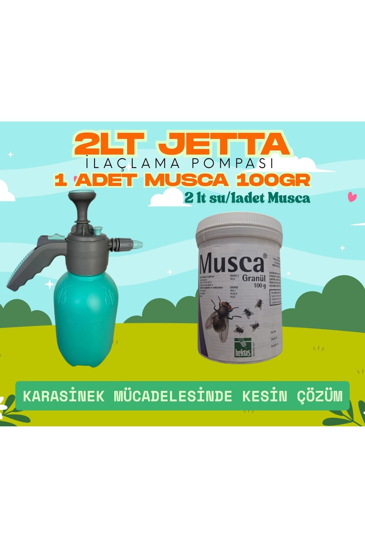 HEKTAŞ Jetta 2lt Ilaçlama Pompası - MUSCA Sp 100GR( Karasinek - Arı Haşere Öldürücü Suda Çözülebilir Toz )
